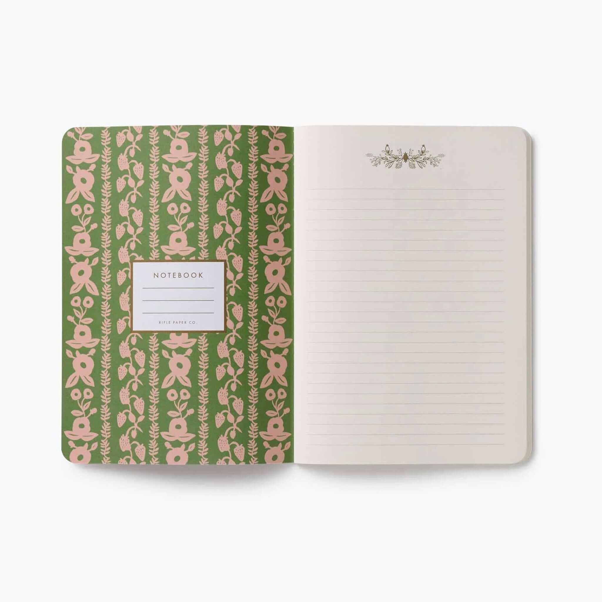 Rifle Paper Stitched Notebook Set - Jane Austen inner pages with floral design and blank lines.