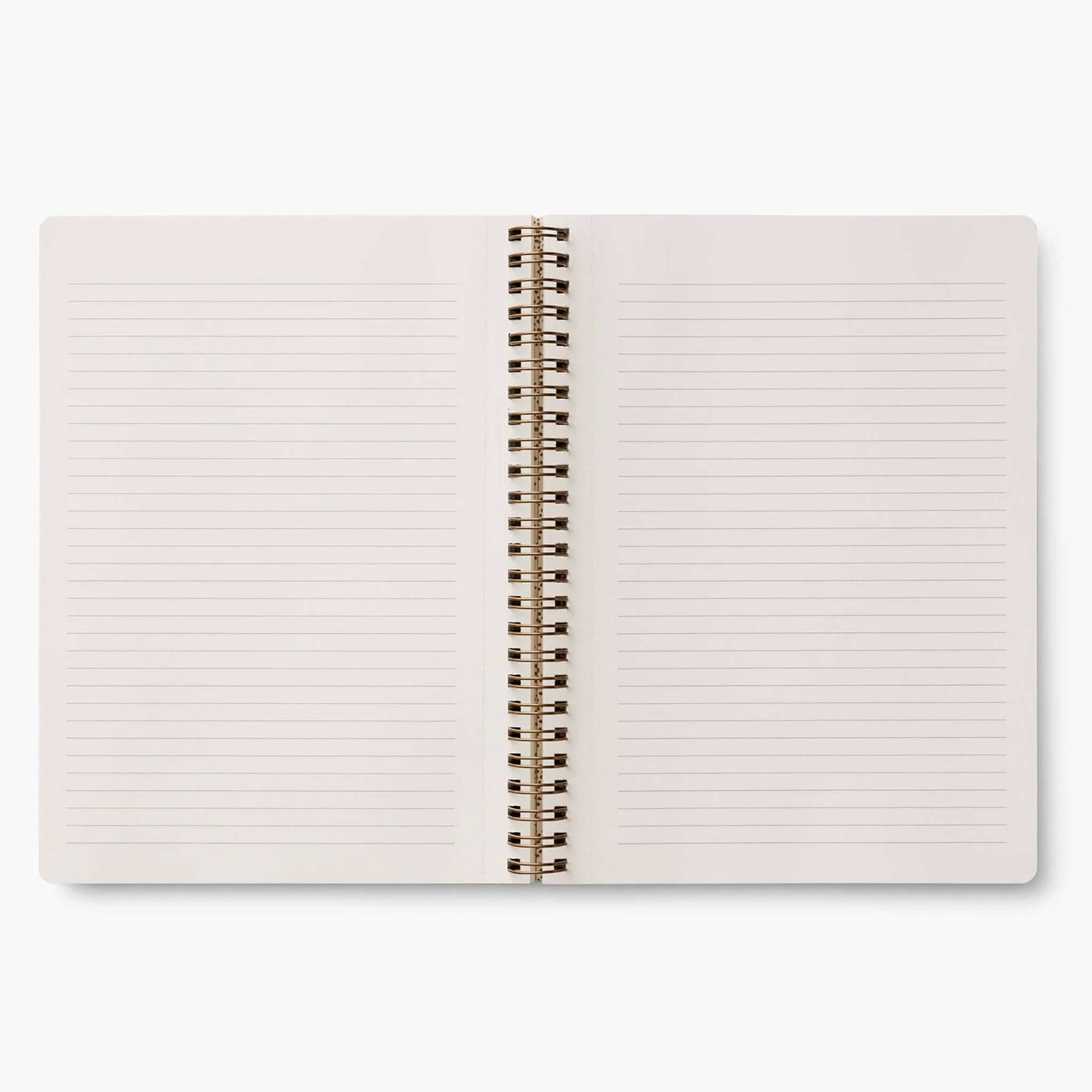Inside view of the Rifle Paper US Spiral Notebook - Pink Hydrangea with blank lined pages.