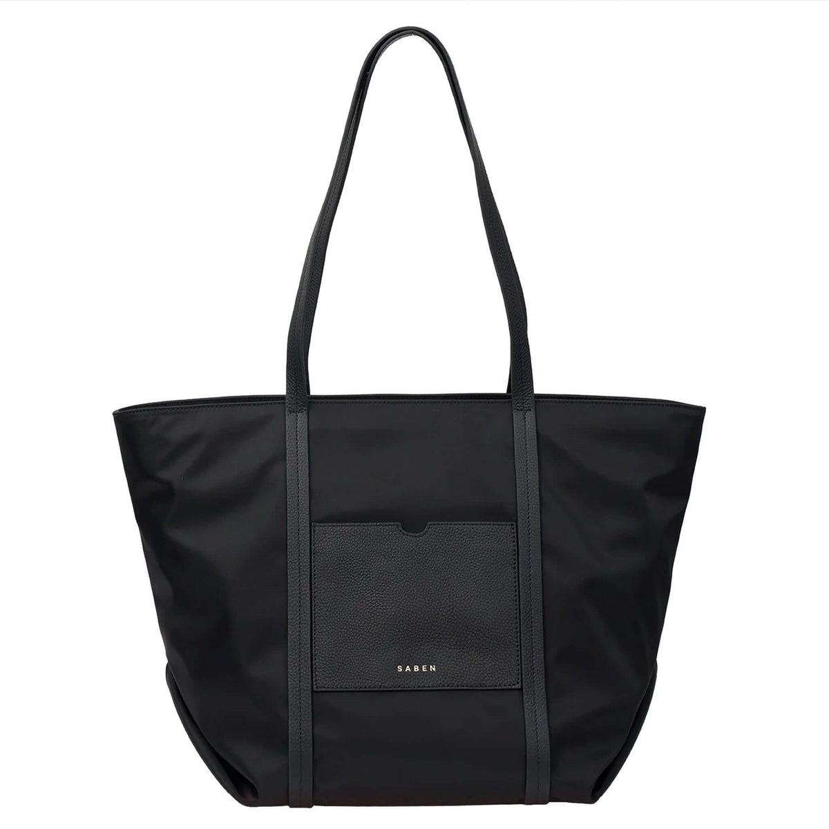 Saben Porter Tote - Black Recycled Nylon, versatile everyday tote with large internal pockets.
