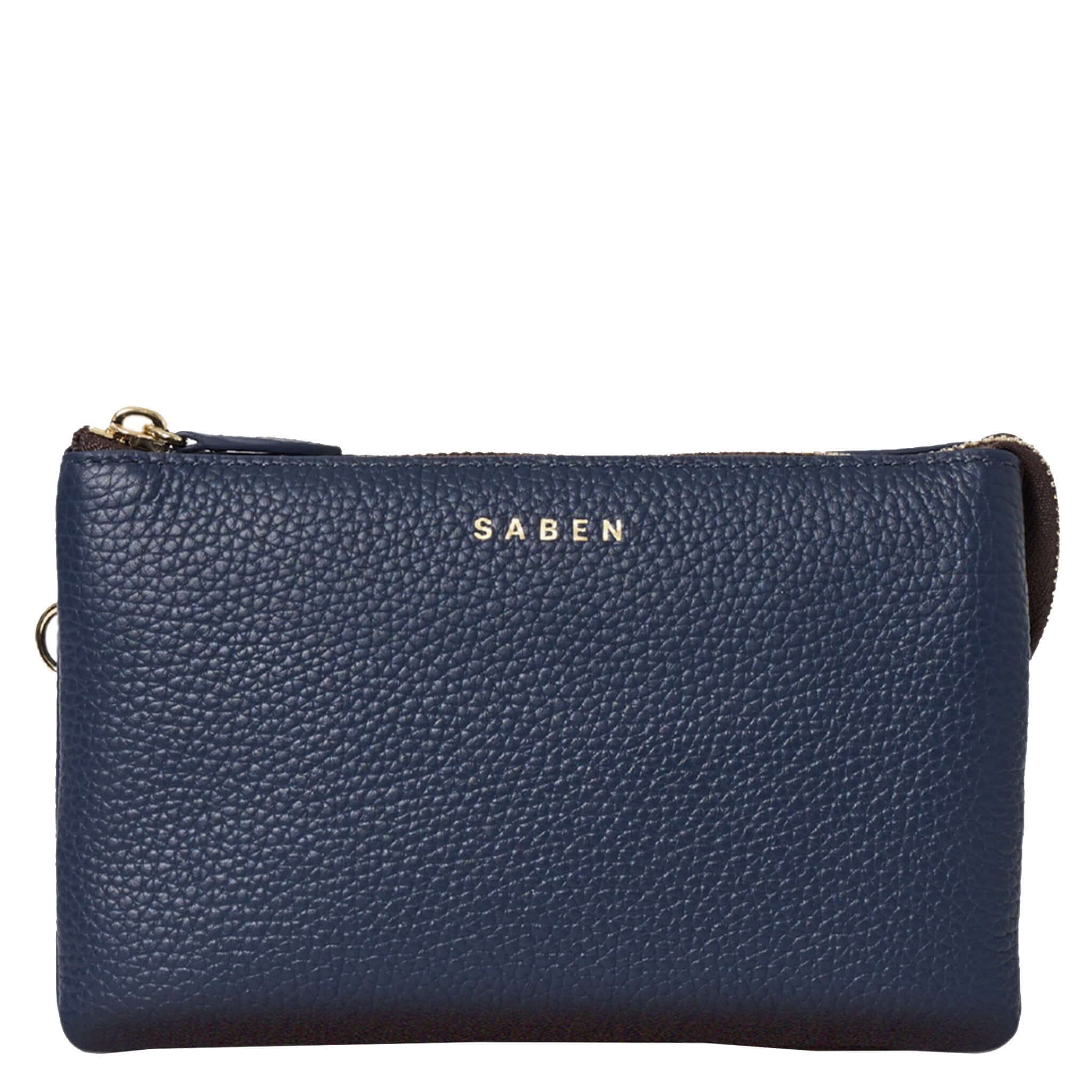 Saben Tilly Crossbody Bag - Ink, stylish leather wallet and clutch in dark blue.