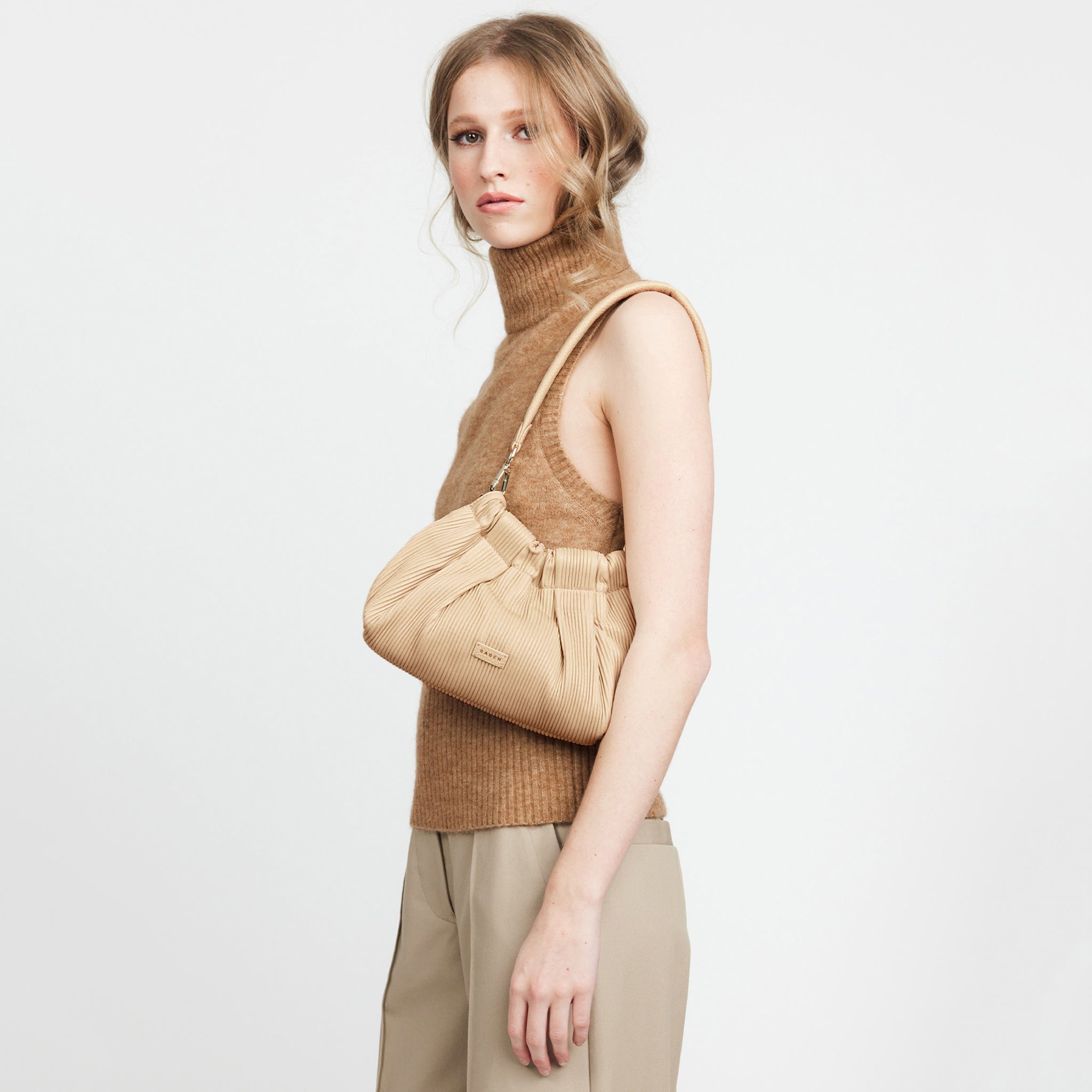 Saben Alexis Shoulder Bag - Biscotti Pleat