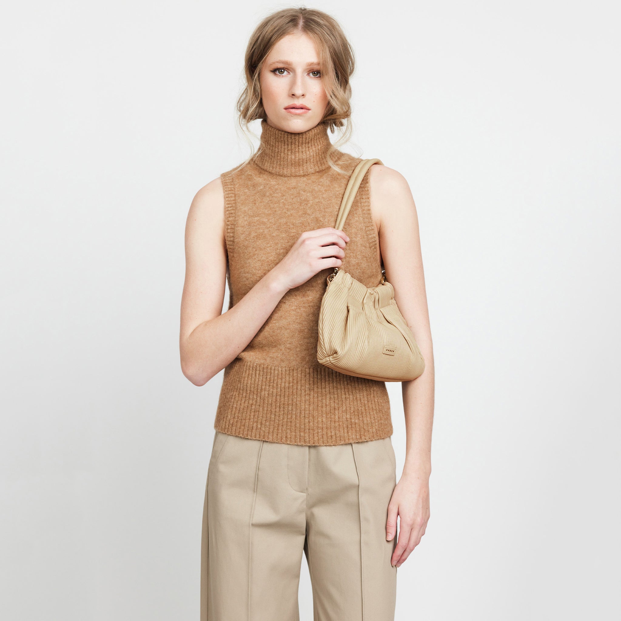 Saben Alexis Shoulder Bag - Biscotti Pleat