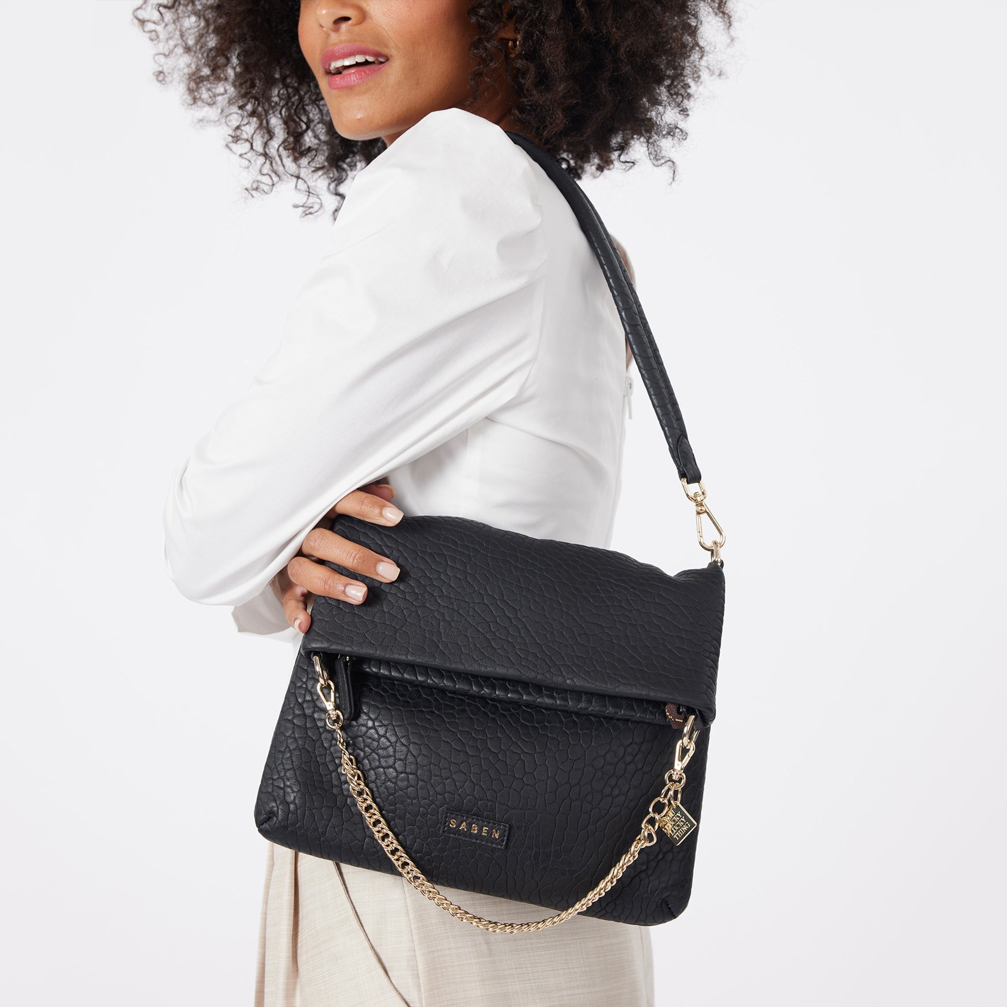 Saben Daria Shoulder Bag - Black Bubble - Tea Pea Home