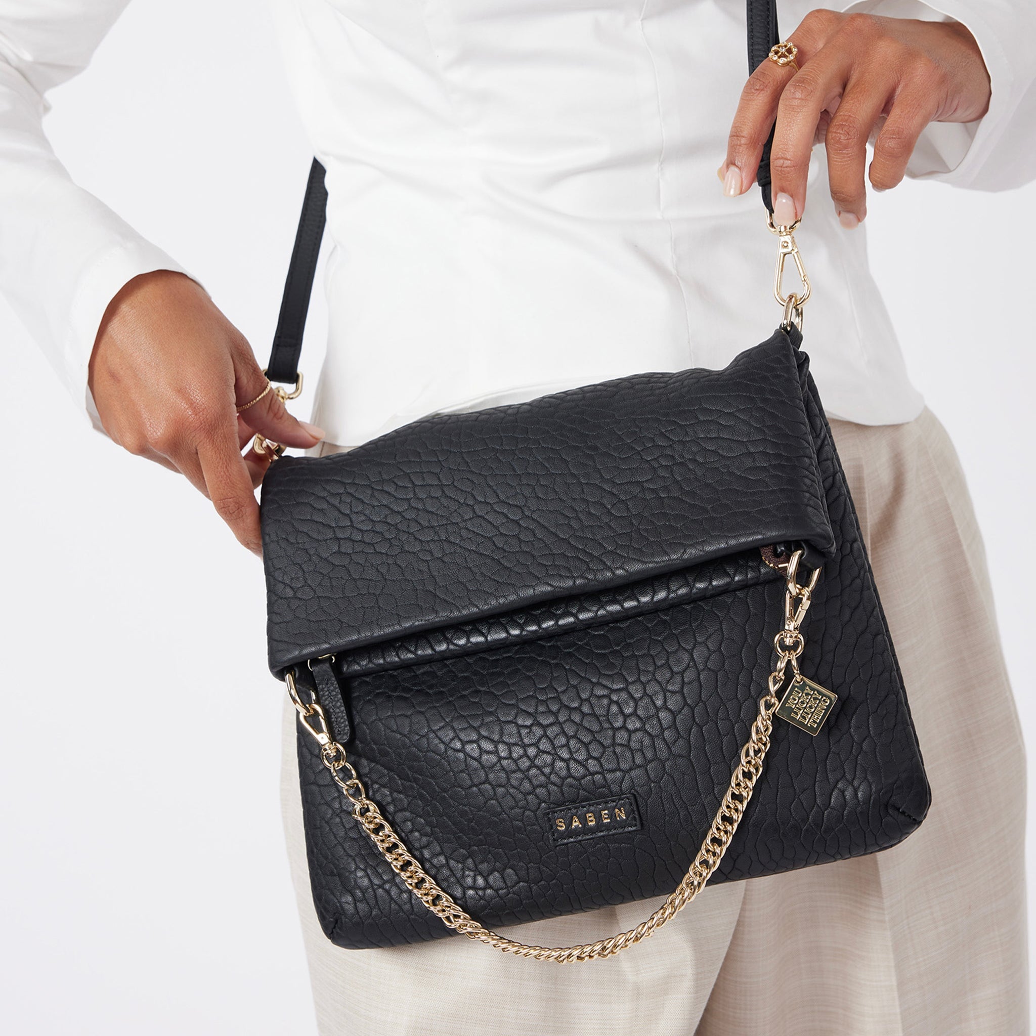 Saben Daria Shoulder Bag - Black Bubble - Tea Pea Home