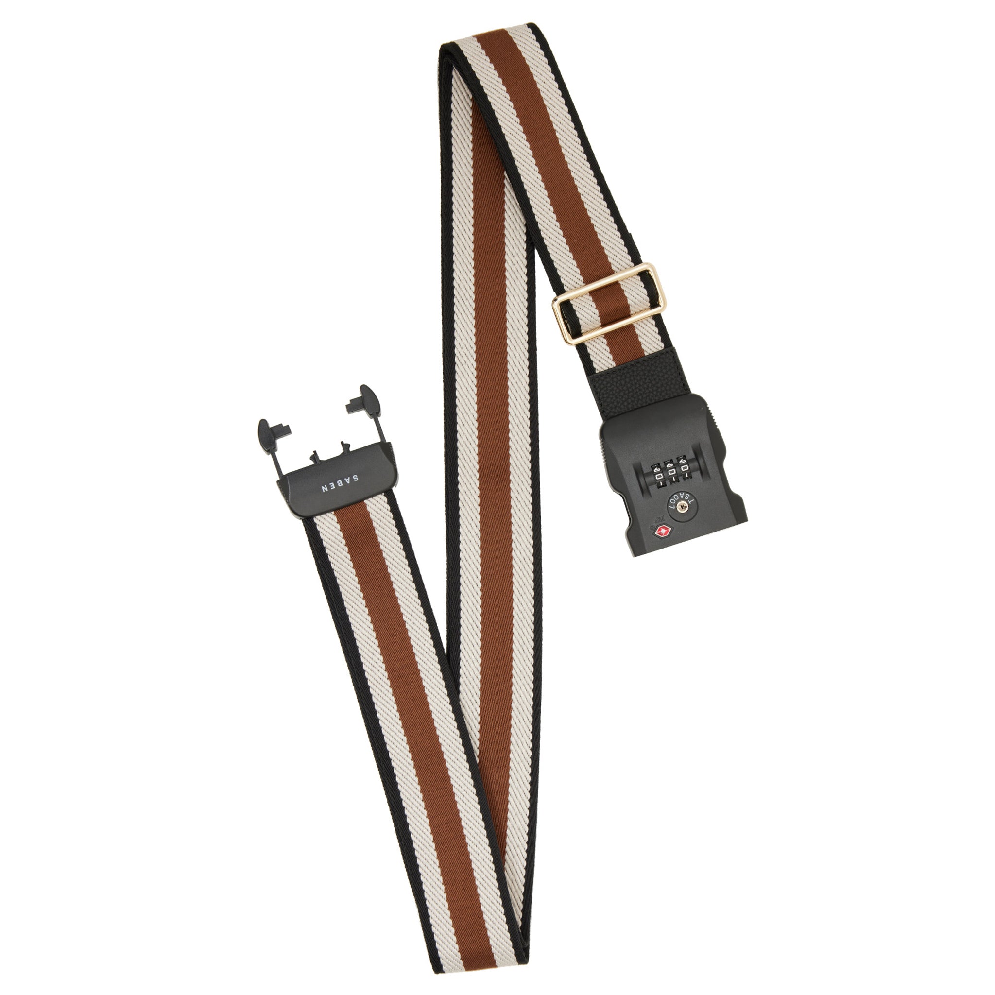 Saben London Luggage Strap - Black & Nutshell Stripe