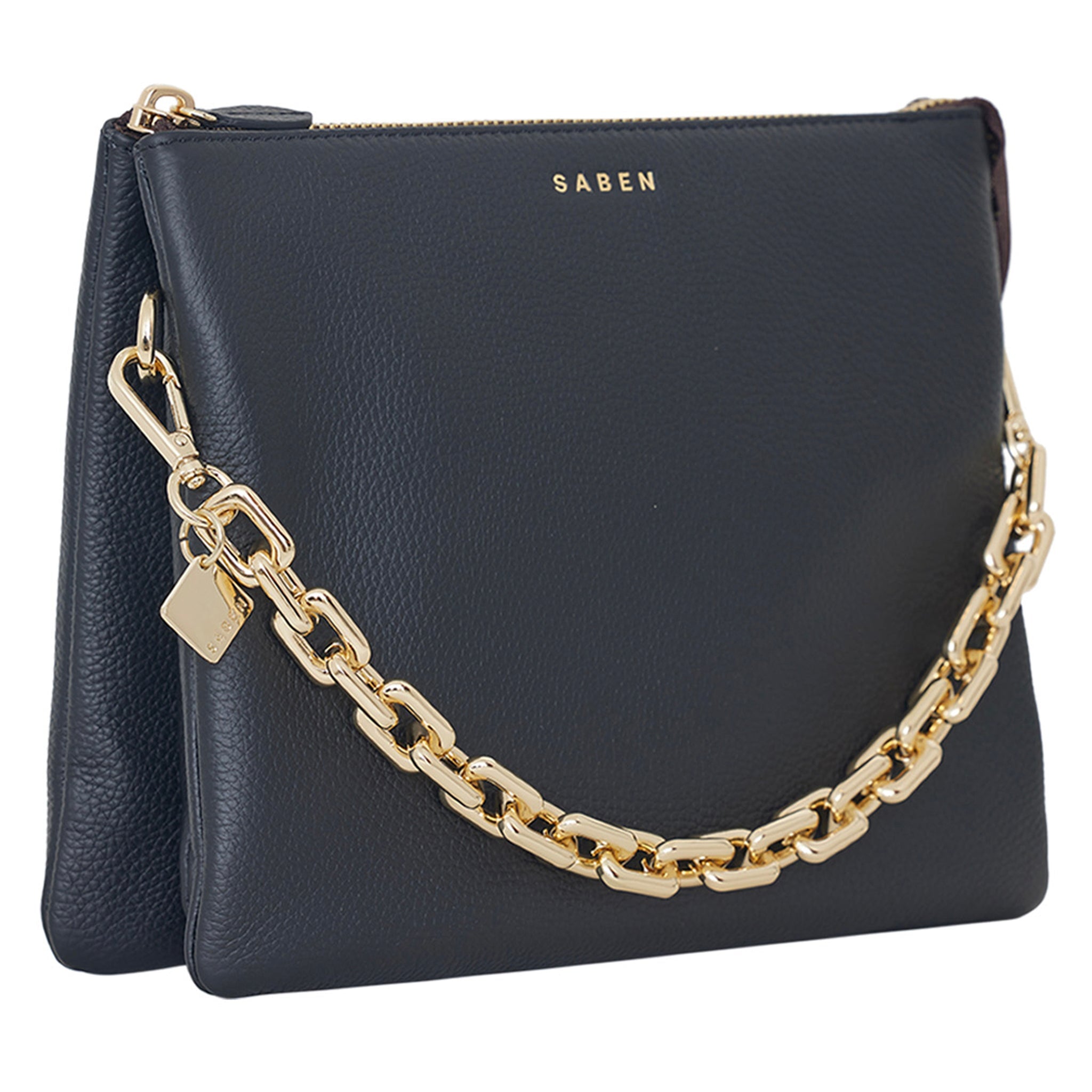 Saben Matilda Crossbody Bag - Black with Chunky Chain - Tea Pea Home