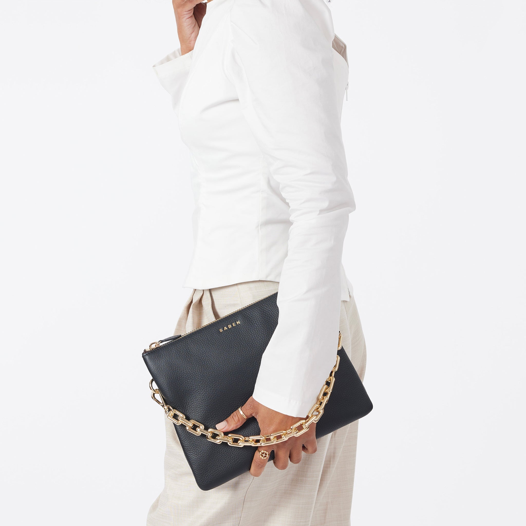 Saben Matilda Crossbody Bag - Black with Chunky Chain - Tea Pea Home