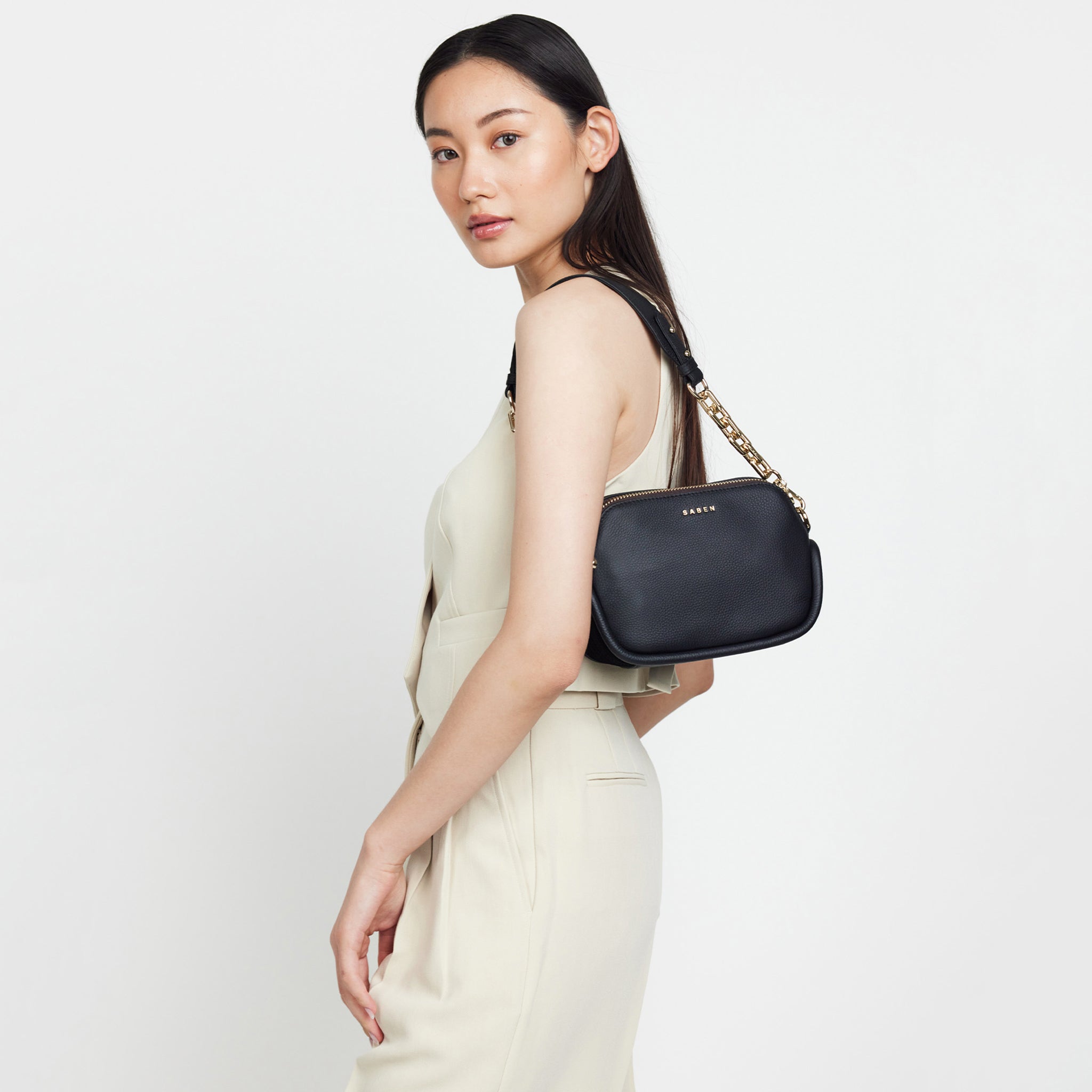 Saben Odile Crossbody Bag - Black & Suede