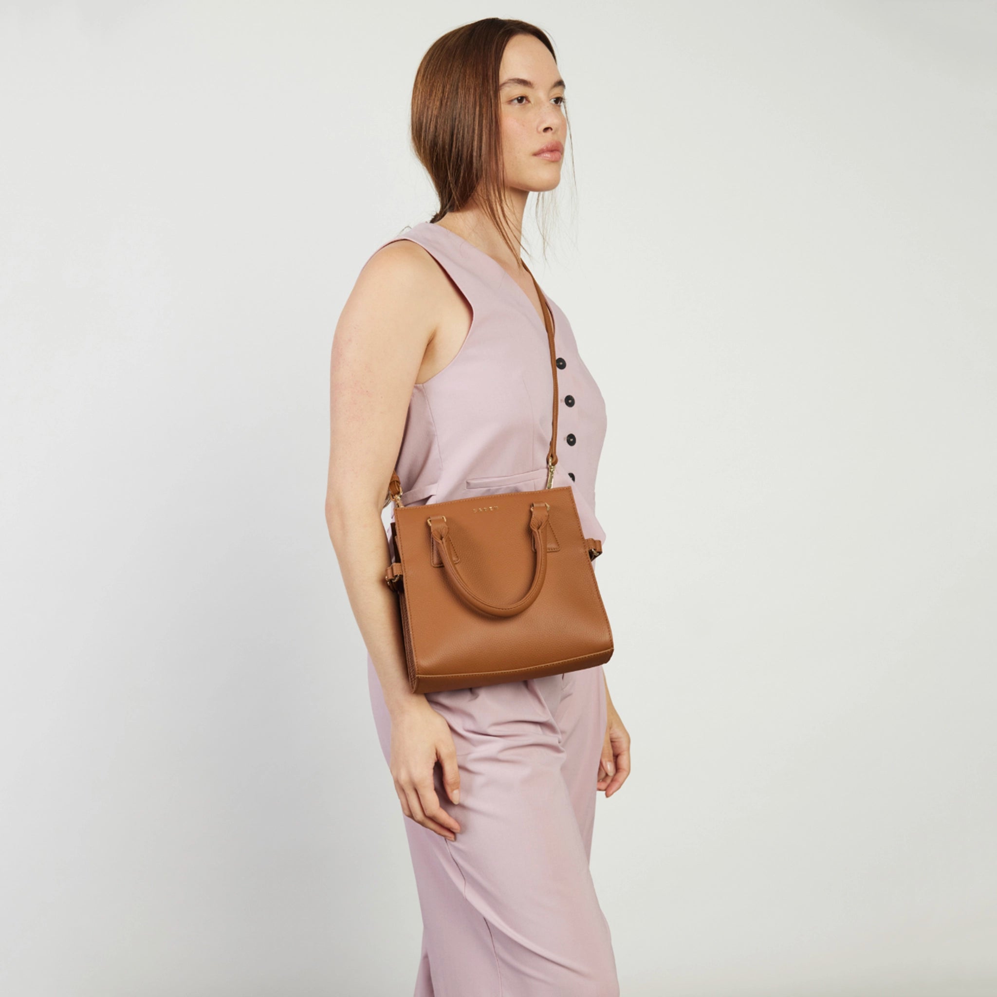 Saben Beau Crossbody Bag with Handles - Tan