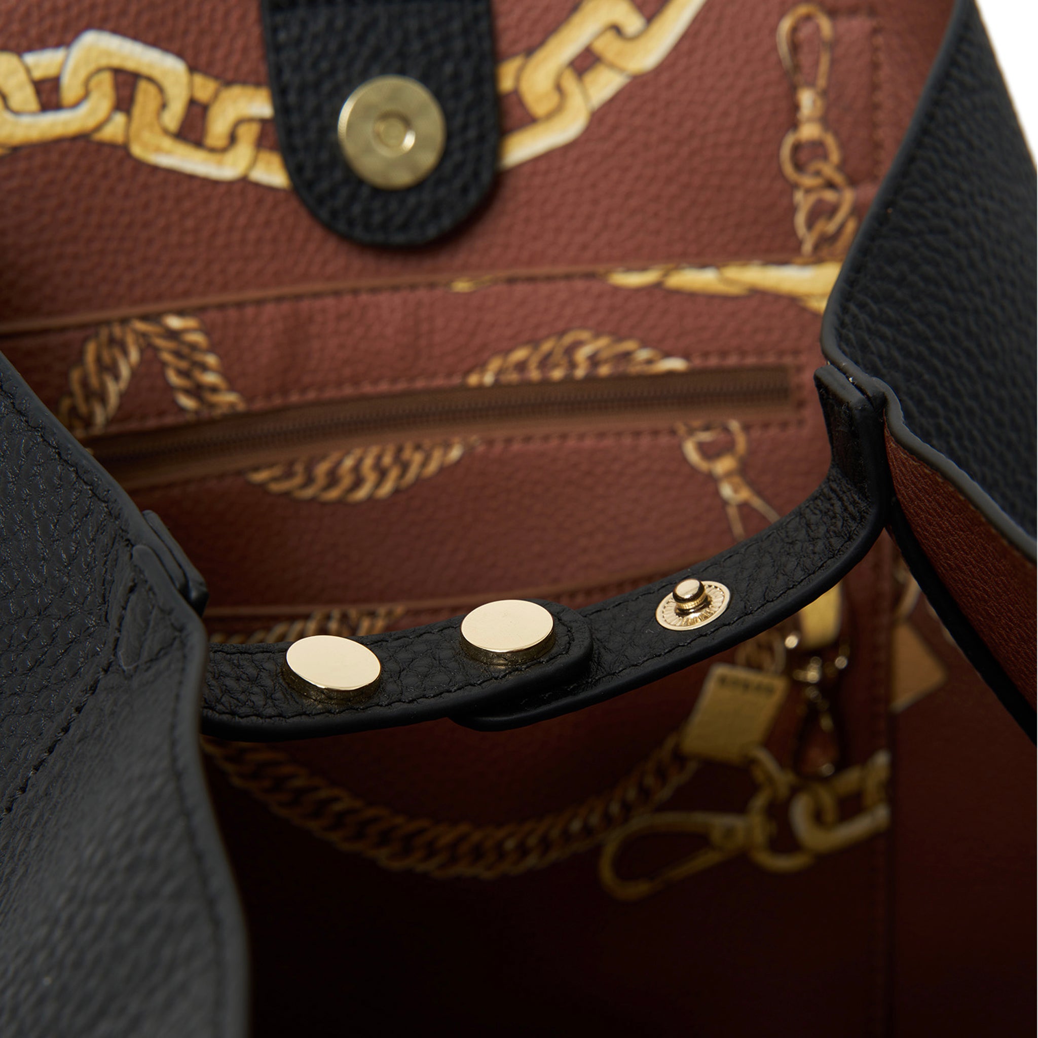 Saben Carter Tote - Black & Tan Chain Print