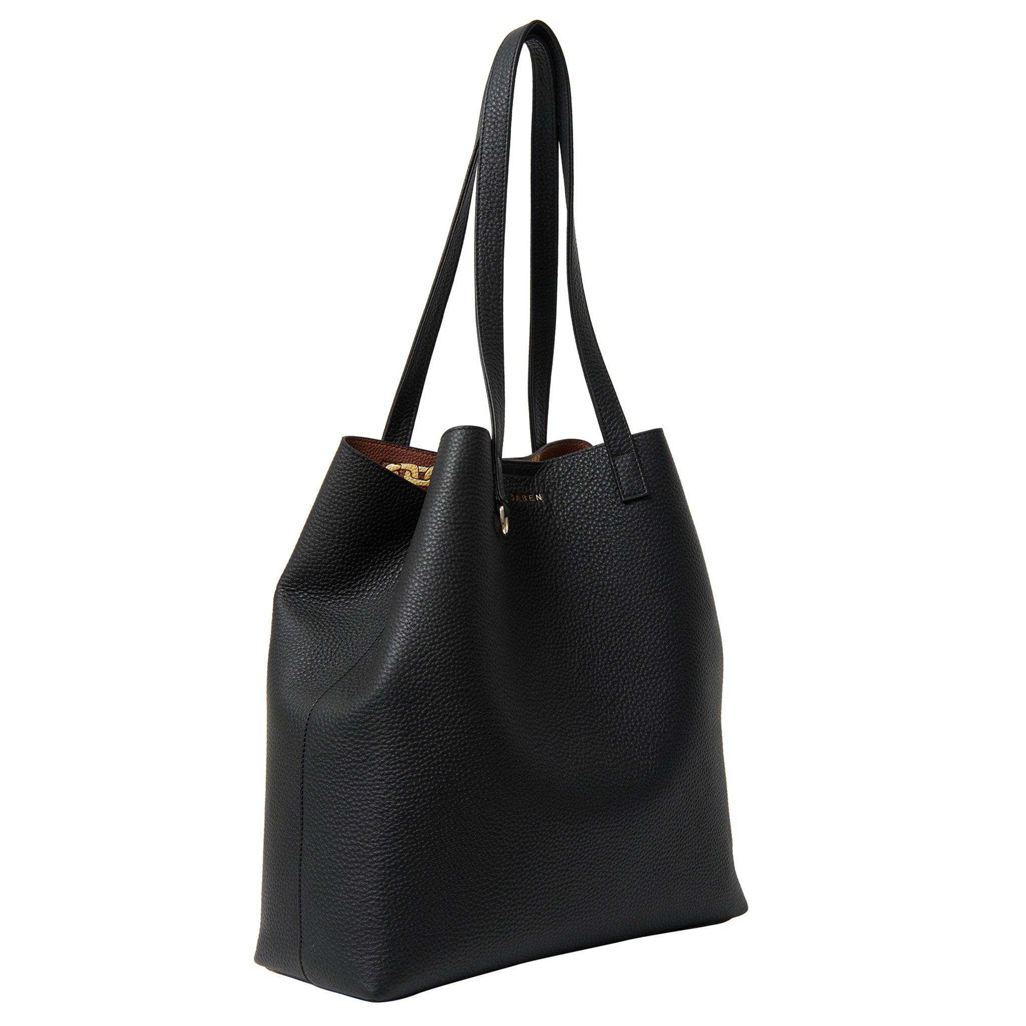 Saben Carter Tote - Black & Tan Chain Print