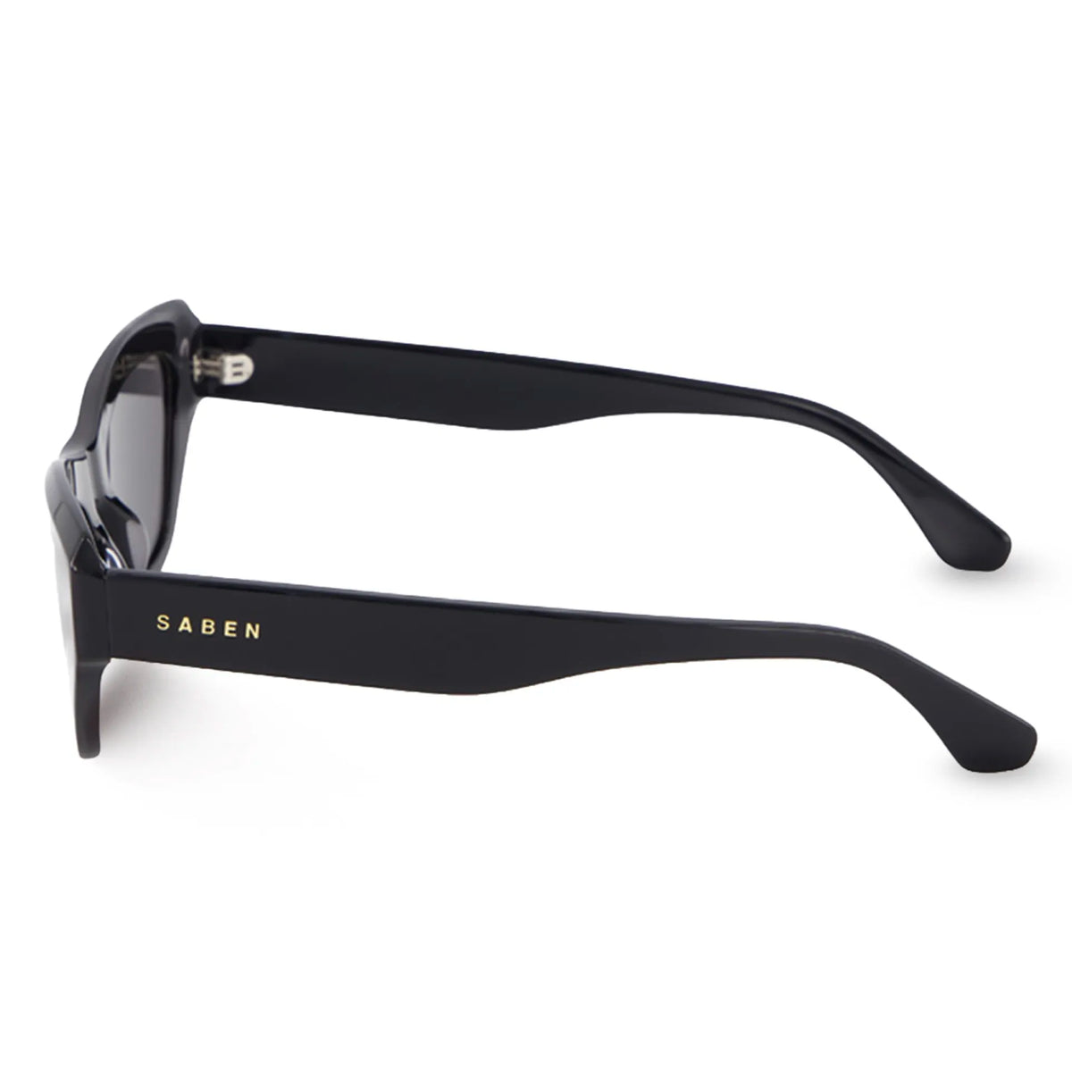 Saben Eyewear Cara Sunglasses in Black - angular rectangular acetate frames with dark lenses