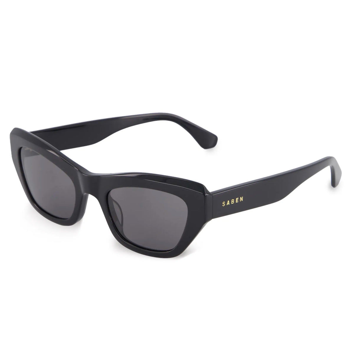 Saben Eyewear Cara Sunglasses in Black - angular rectangular acetate frames with dark lenses