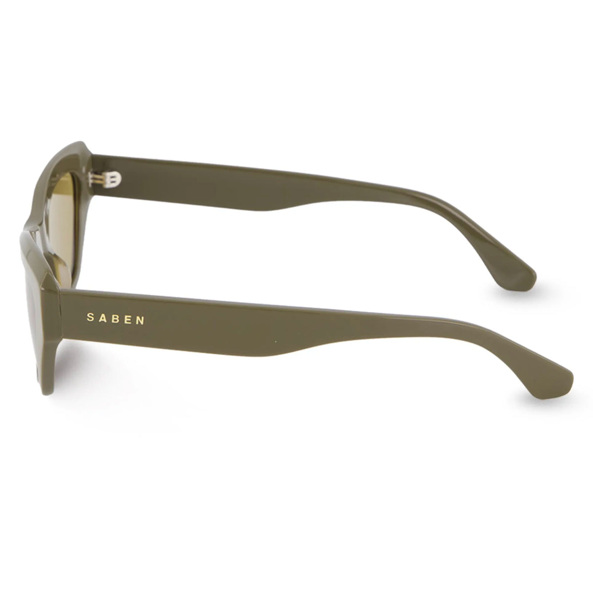 Saben Eyewear Cara Sunglasses in Olive - angular rectangular acetate frames with brown lenses