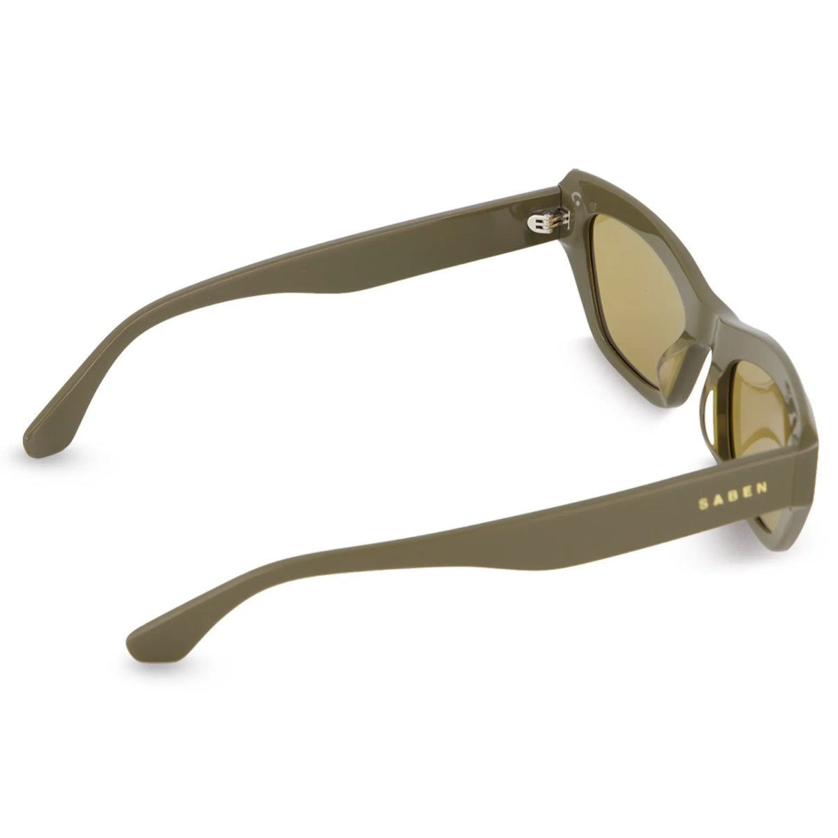 Saben Eyewear Cara Sunglasses in Olive - angular rectangular acetate frames with brown lenses