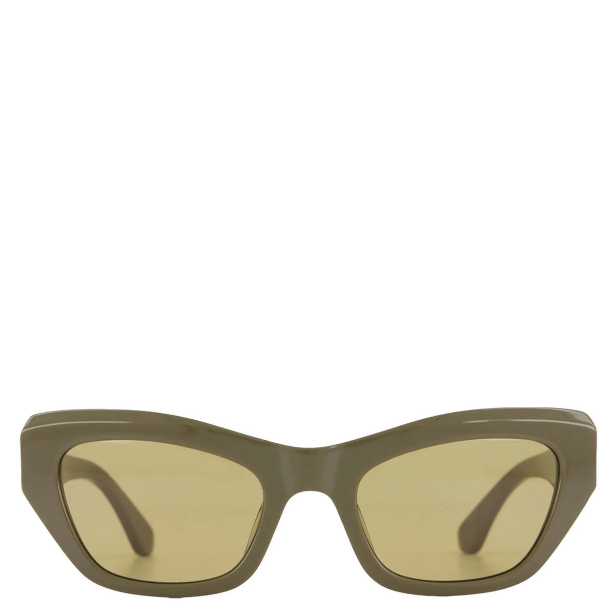 Saben Eyewear Cara Sunglasses in Olive - angular rectangular acetate frames with brown lenses