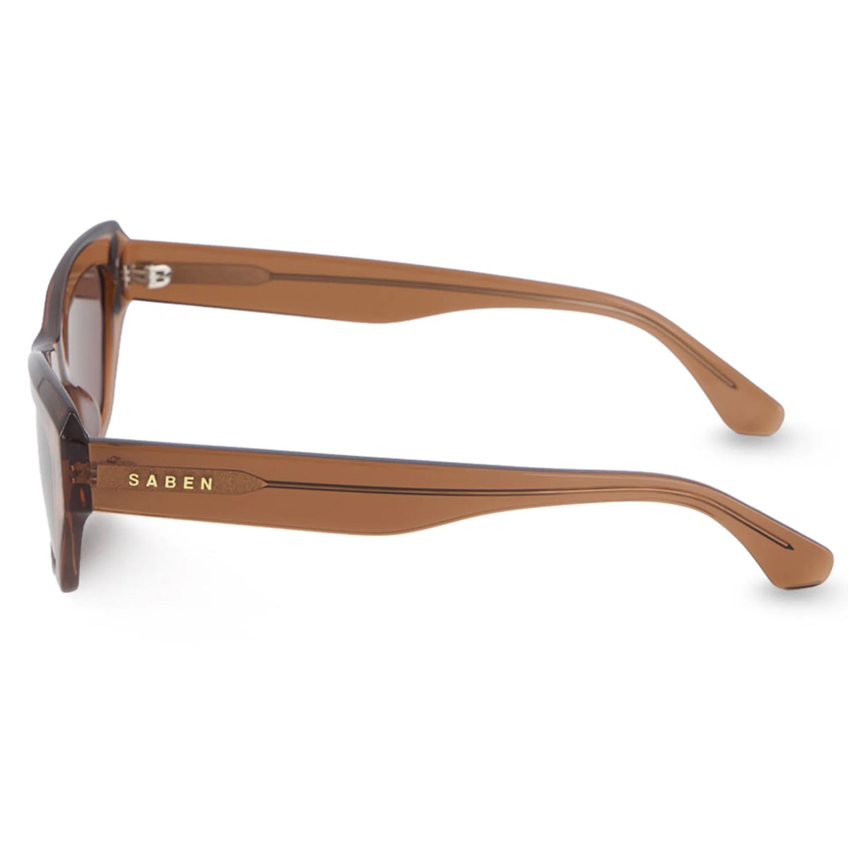 Saben Eyewear Cara Sunglasses in Sheer Brown - angular rectangular acetate frames with brown lenses