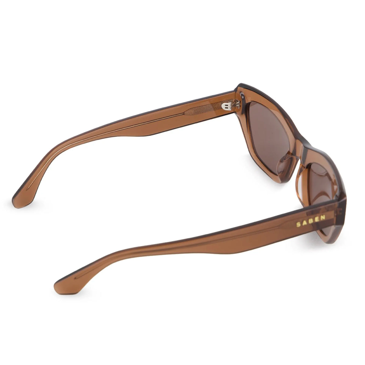 Saben Eyewear Cara Sunglasses in Sheer Brown - angular rectangular acetate frames with brown lenses