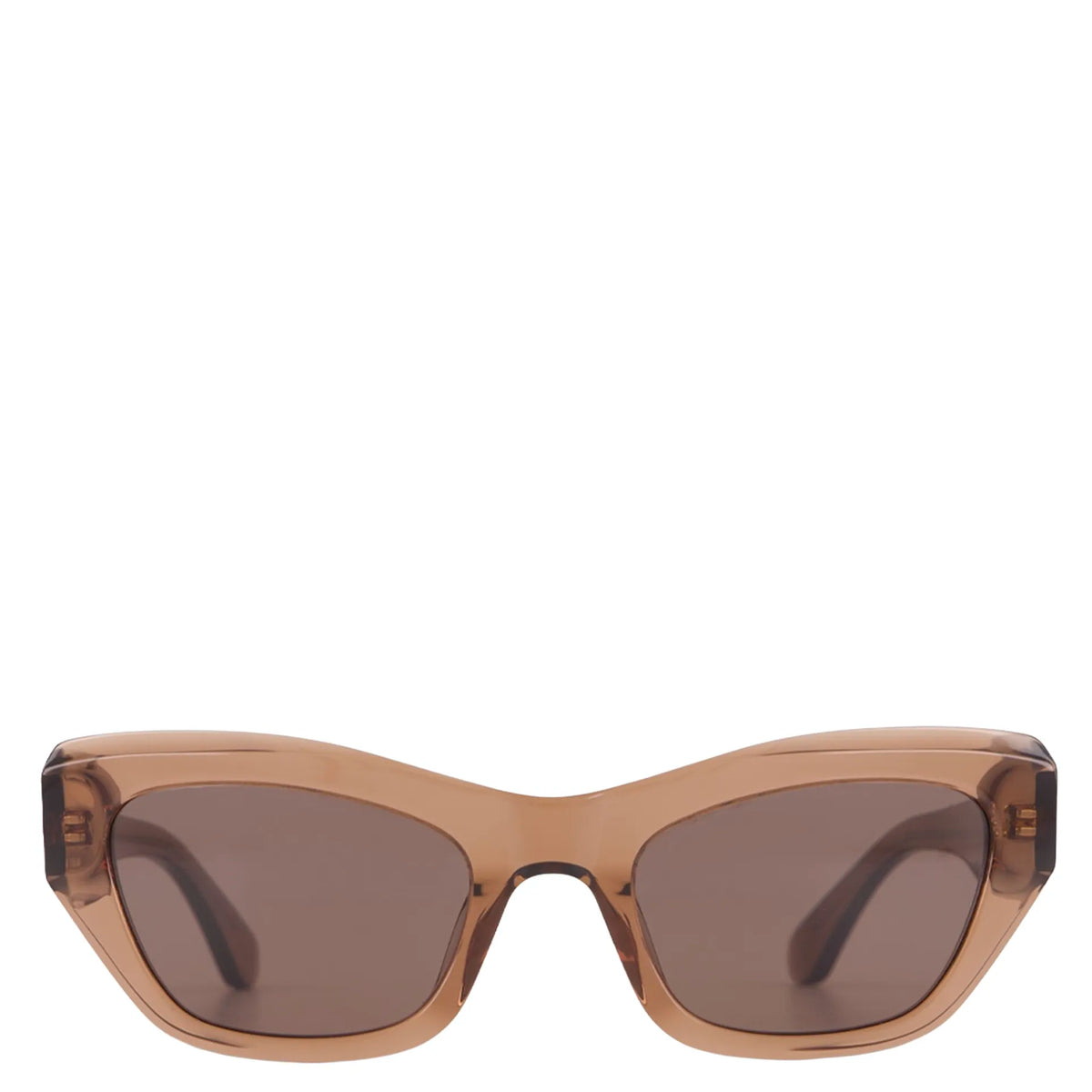 Saben Eyewear Cara Sunglasses in Sheer Brown - angular rectangular acetate frames with brown lenses