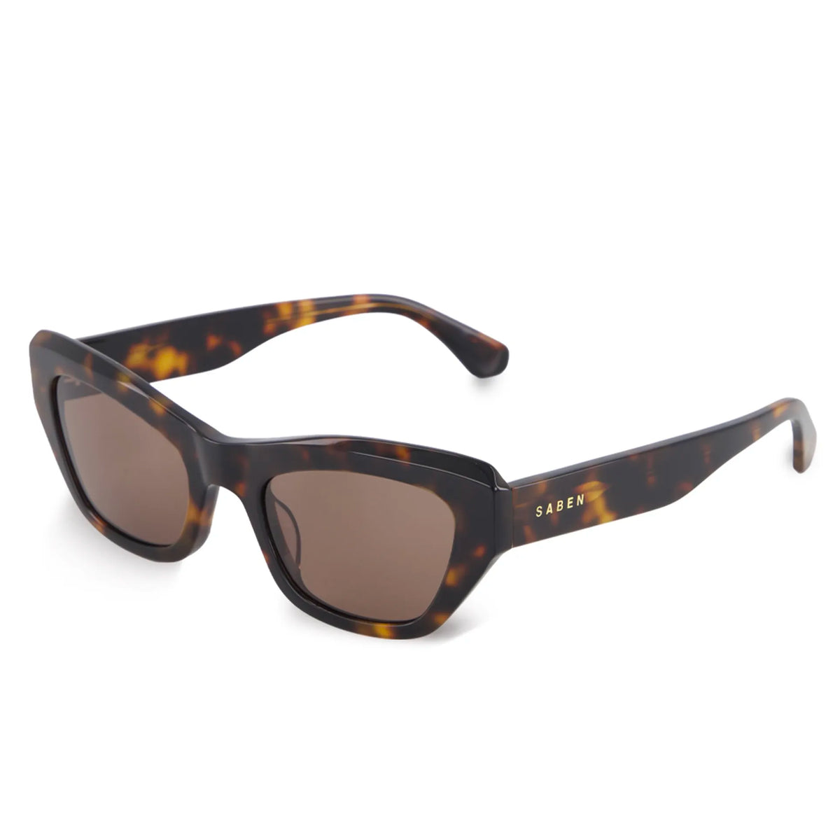 Saben Eyewear Cara Sunglasses in Tortoise - angular rectangular acetate frames with brown lenses