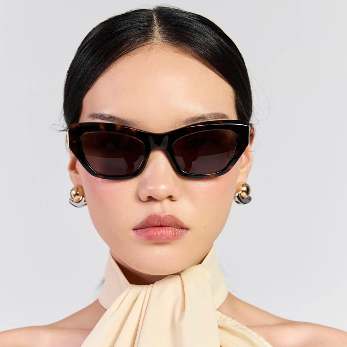 Saben Eyewear Cara Sunglasses in Tortoise - angular rectangular acetate frames with brown lenses