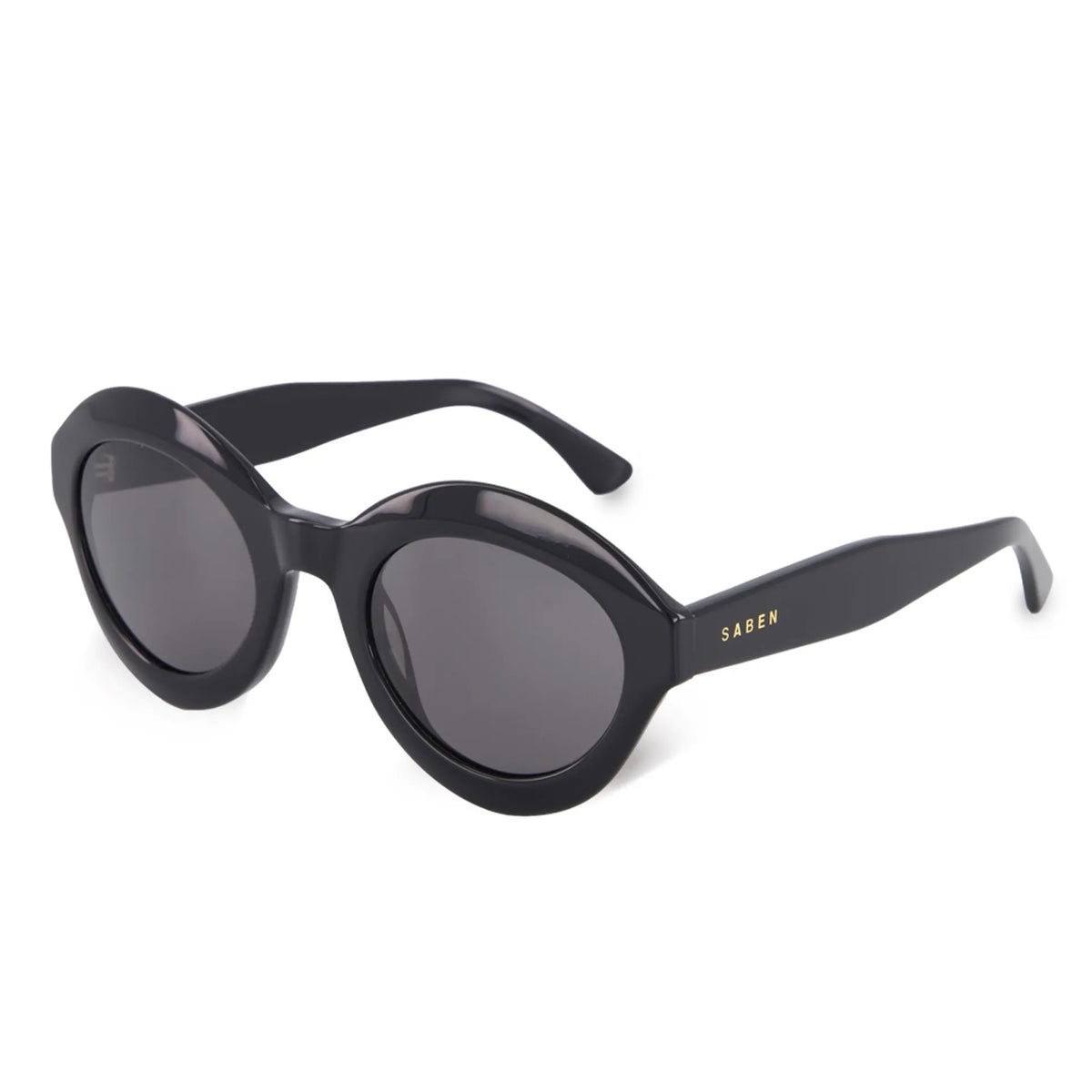 Saben Eyewear Cosmo Sunglasses in Black - angular cat-eye acetate frames with dark lenses