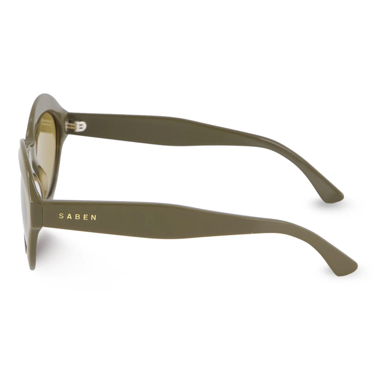 Saben Eyewear Cosmo Sunglasses in Olive - angular cat-eye acetate frames with olive lenses