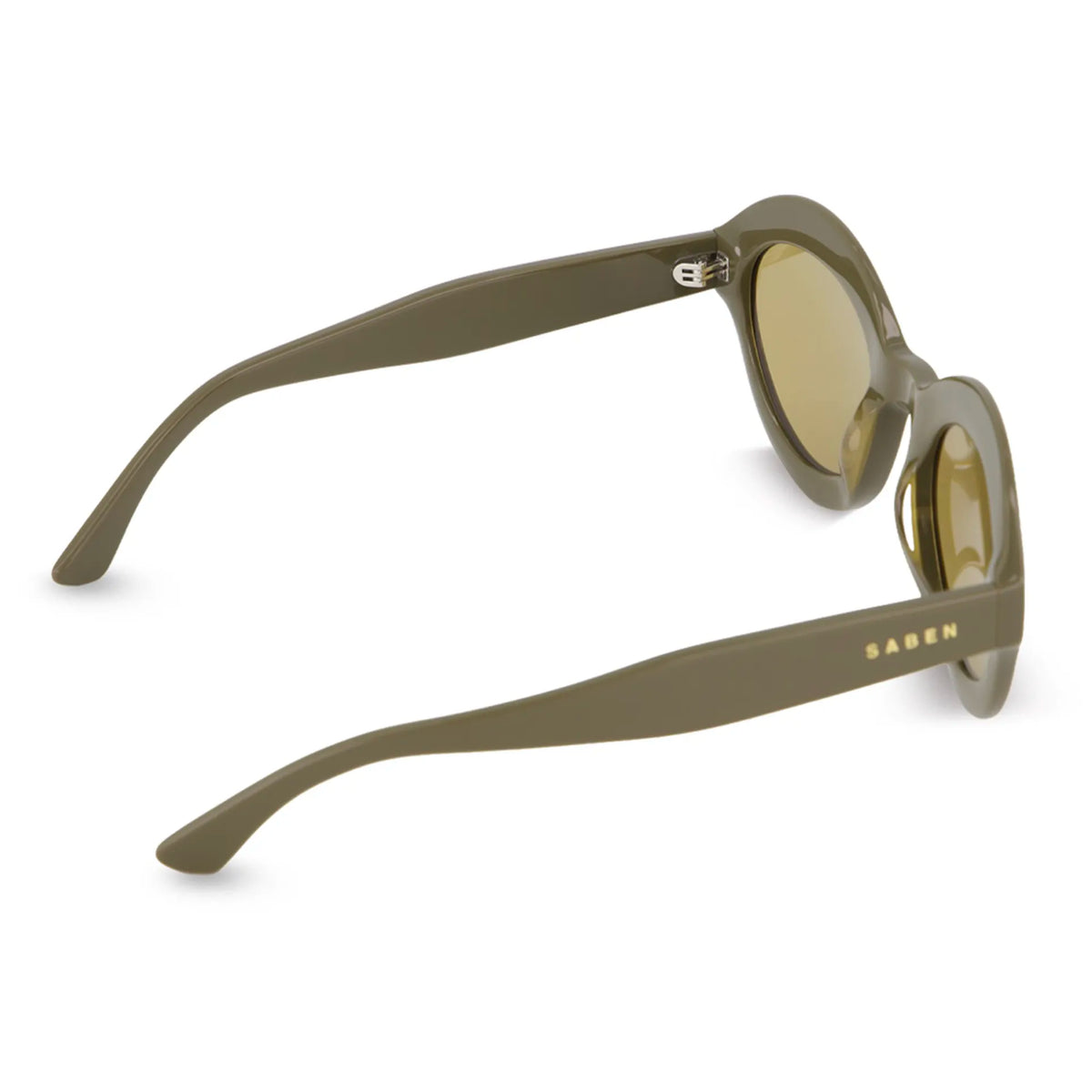 Saben Eyewear Cosmo Sunglasses in Olive - angular cat-eye acetate frames with olive lenses