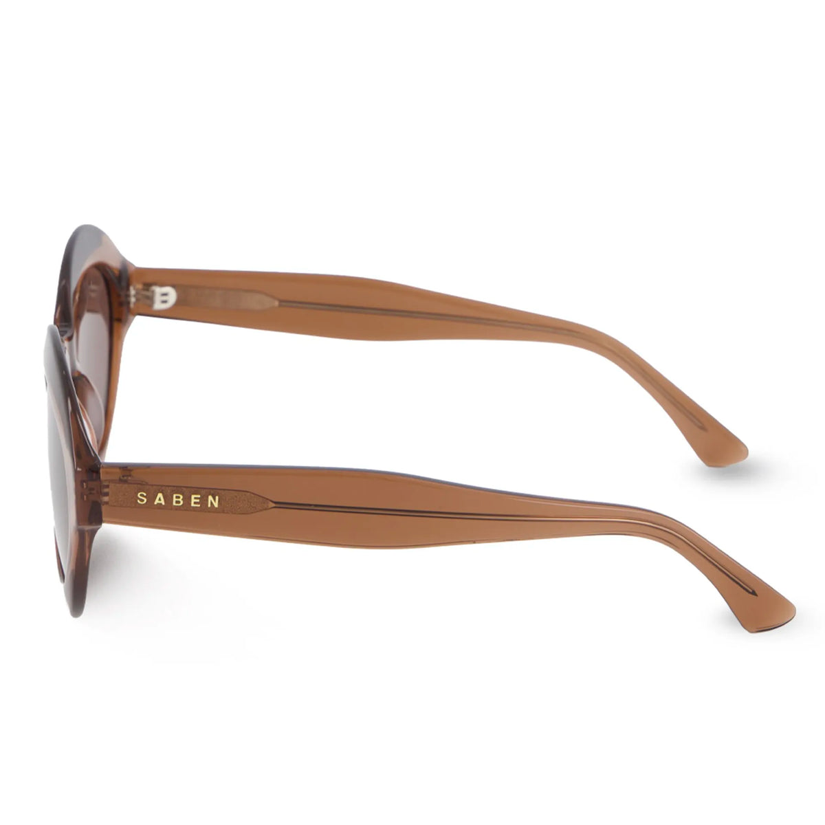 Saben Eyewear Cosmo Sunglasses in Sheer Brown - angular cat-eye acetate frames with brown lenses