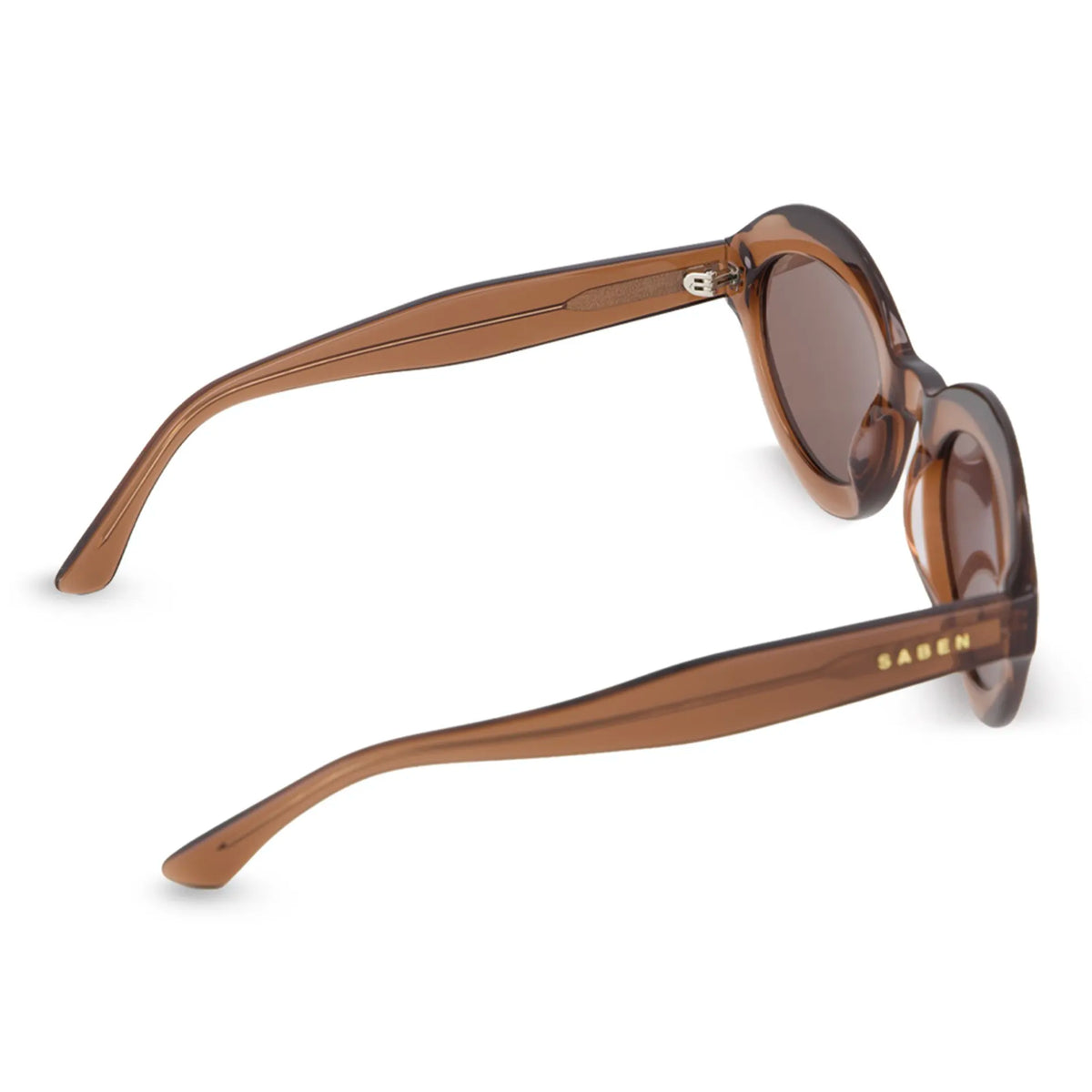 Saben Eyewear Cosmo Sunglasses in Sheer Brown - angular cat-eye acetate frames with brown lenses