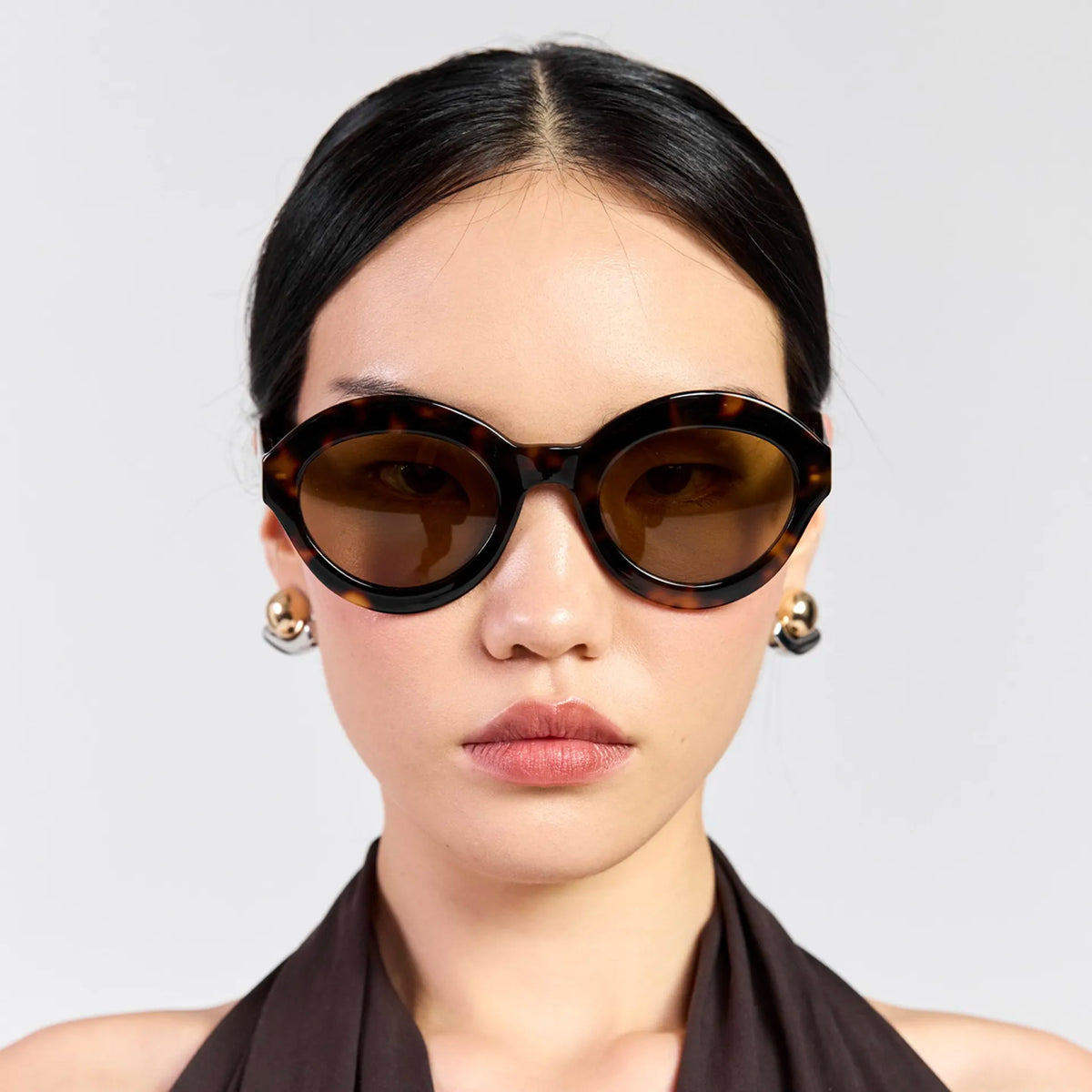 Saben Eyewear Cosmo Sunglasses in Tortoise - angular cat-eye acetate frames with brown lenses