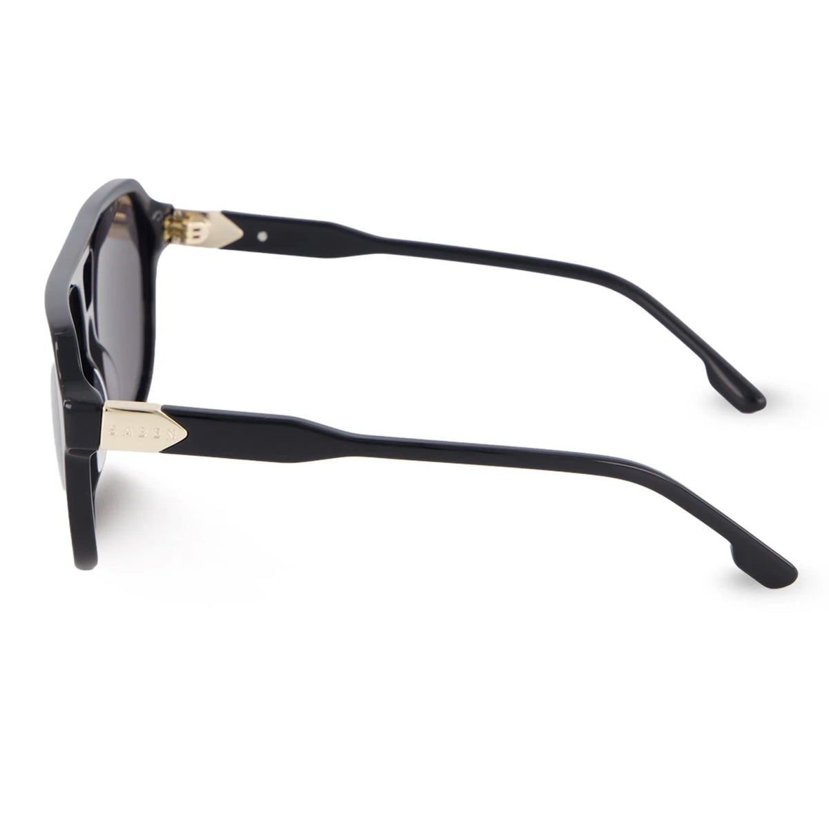 Saben Eyewear Marlo Sunglasses in Black - aviator-style acetate frames with a top bar and dark lenses