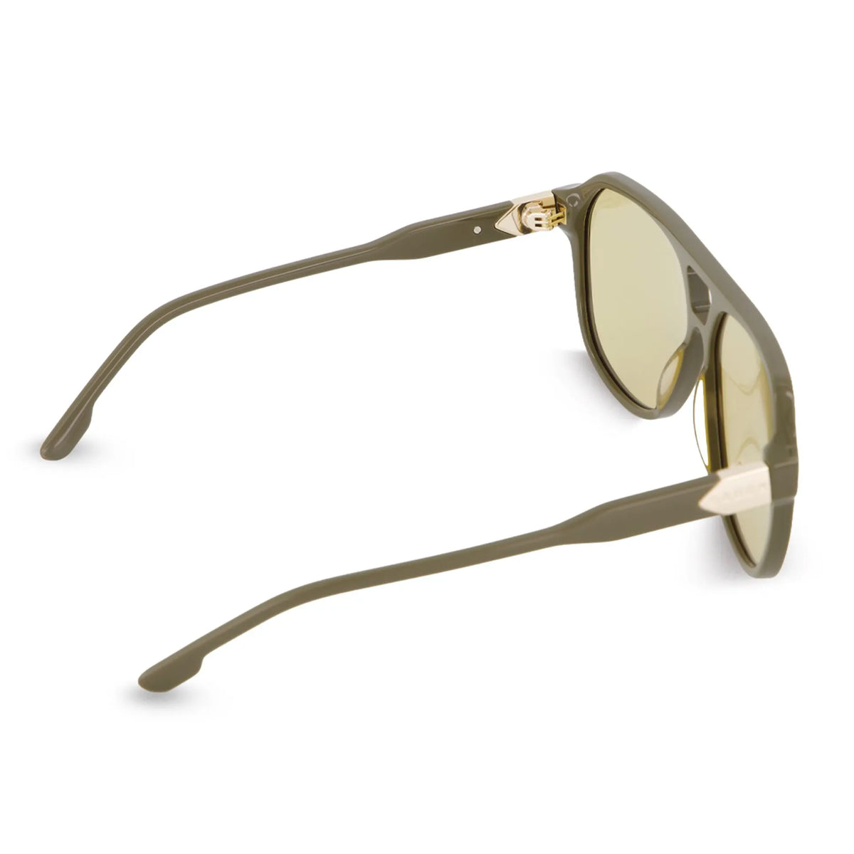Saben Eyewear Marlo Sunglasses in Olive - aviator-style acetate frames with a top bar and green lenses