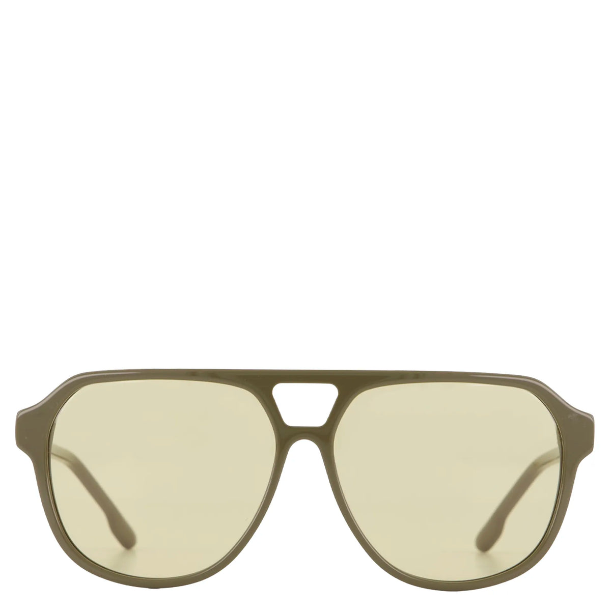 Saben Eyewear Marlo Sunglasses in Olive - aviator-style acetate frames with a top bar and green lenses