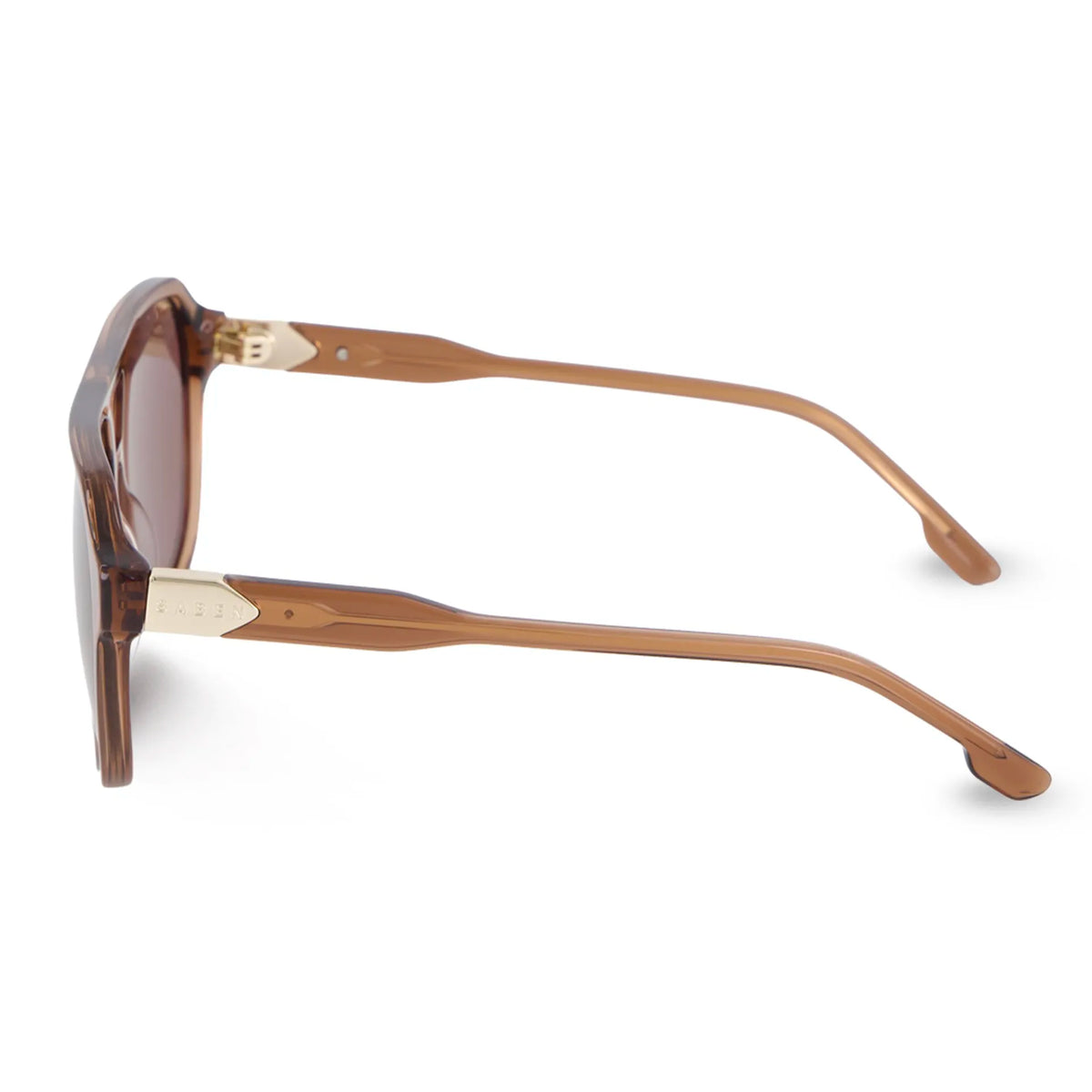 Saben Eyewear Marlo Sunglasses in Sheer Brown - aviator-style acetate frames with a top bar and brown lenses
