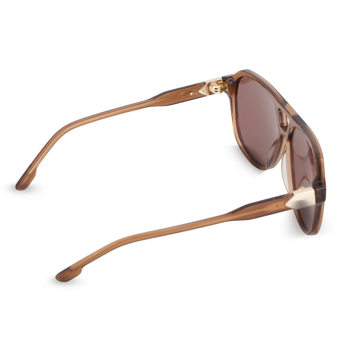 Saben Eyewear Marlo Sunglasses in Sheer Brown - aviator-style acetate frames with a top bar and brown lenses