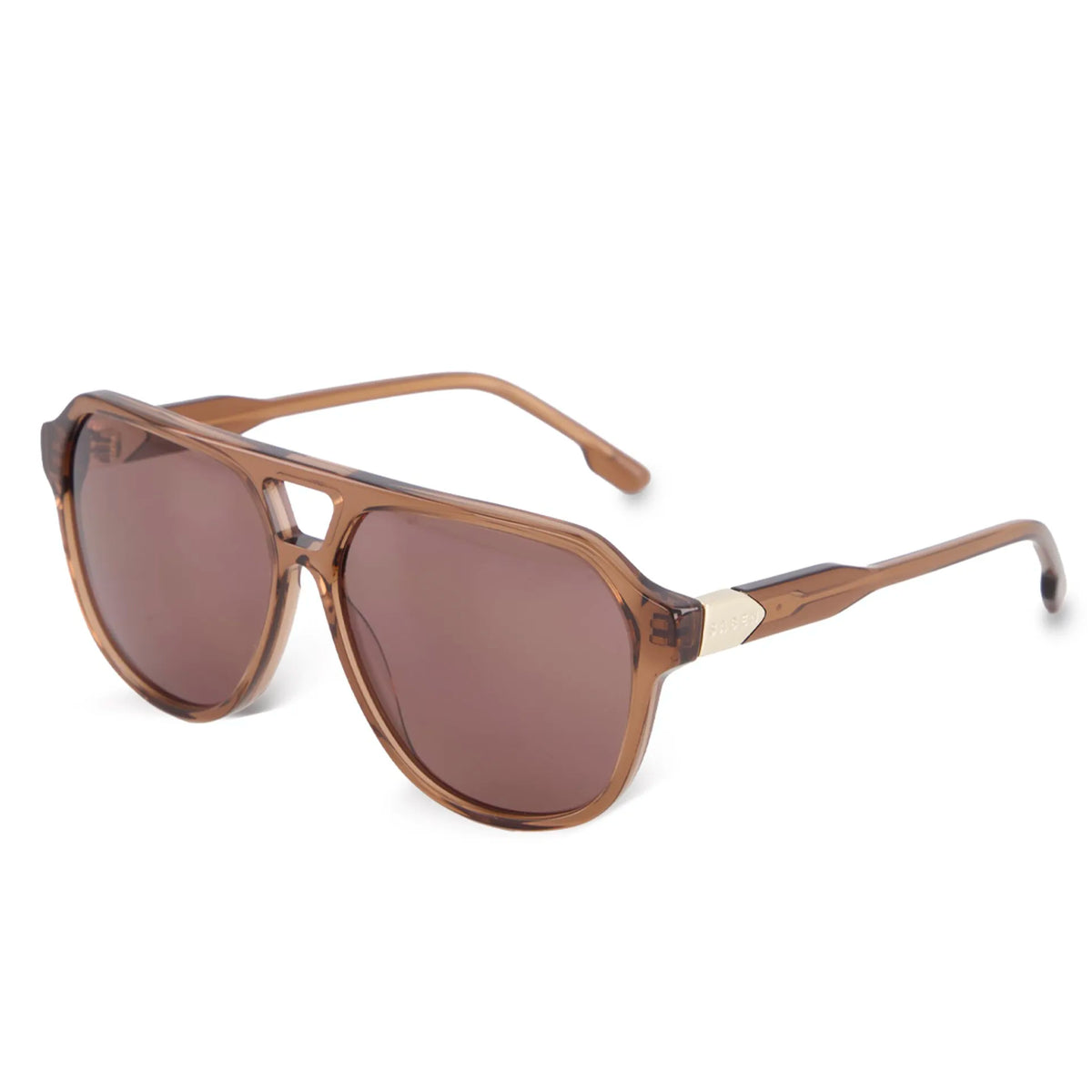 Saben Eyewear Marlo Sunglasses in Sheer Brown - aviator-style acetate frames with a top bar and brown lenses