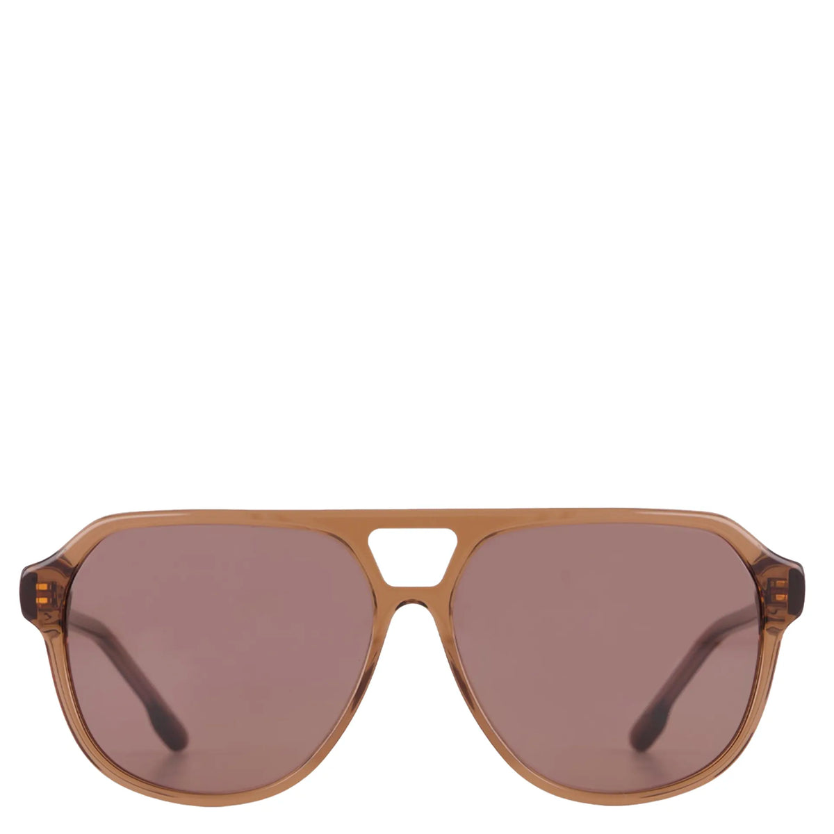 Saben Eyewear Marlo Sunglasses in Sheer Brown - aviator-style acetate frames with a top bar and brown lenses