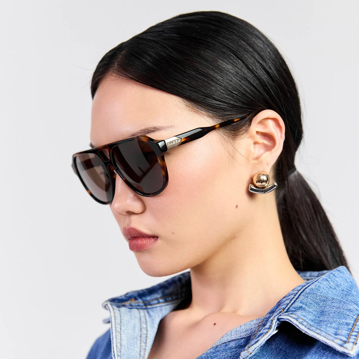 Saben Eyewear Marlo Sunglasses in Tortoise - aviator-style acetate frames with a top bar and brown lenses