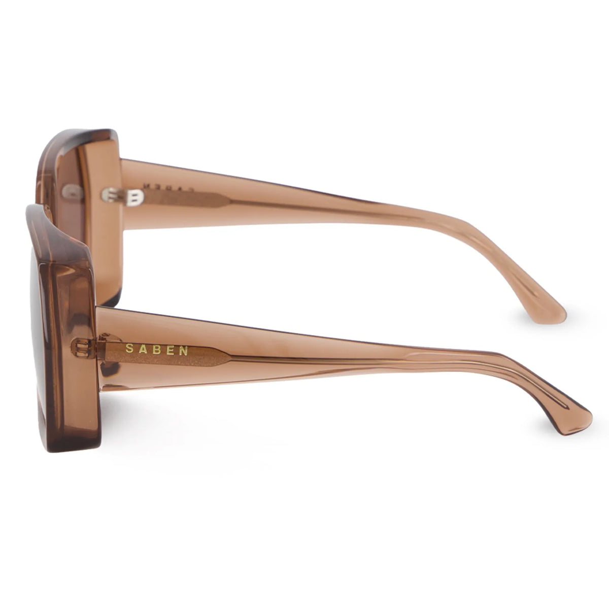 Saben Eyewear Remi Sunglasses in Sheer Brown - oversized square acetate frames with brown lenses