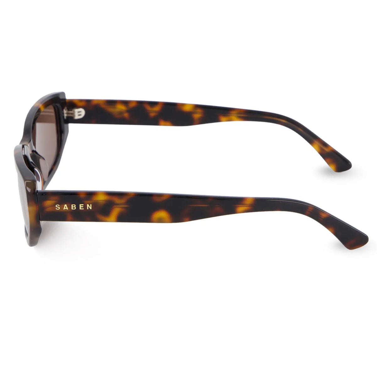 Saben Eyewear Rory Sunglasses in Tortoise - slim rectangular acetate frames with brown lenses
