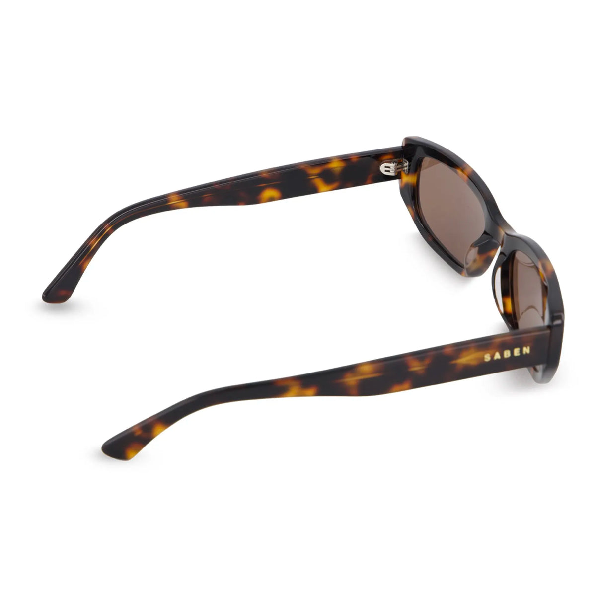 Saben Eyewear Rory Sunglasses in Tortoise - slim rectangular acetate frames with brown lenses