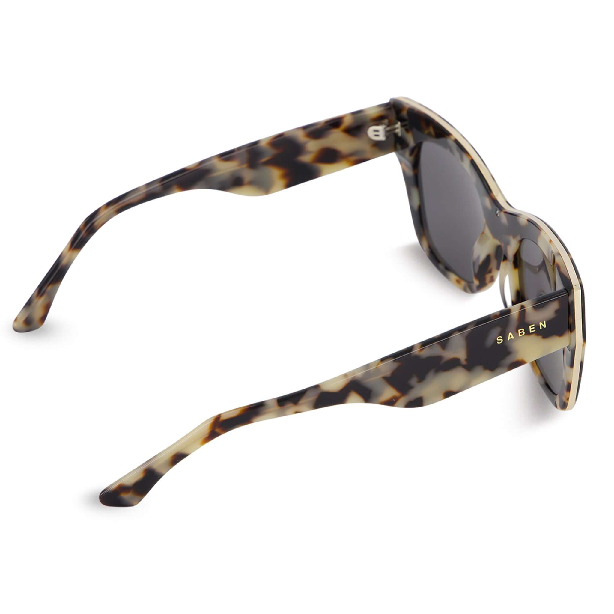 Alt Tag: Saben Eyewear Sloane Sunglasses - Light Tortoise acetate frame sunglasses with pale gold hardware, side view