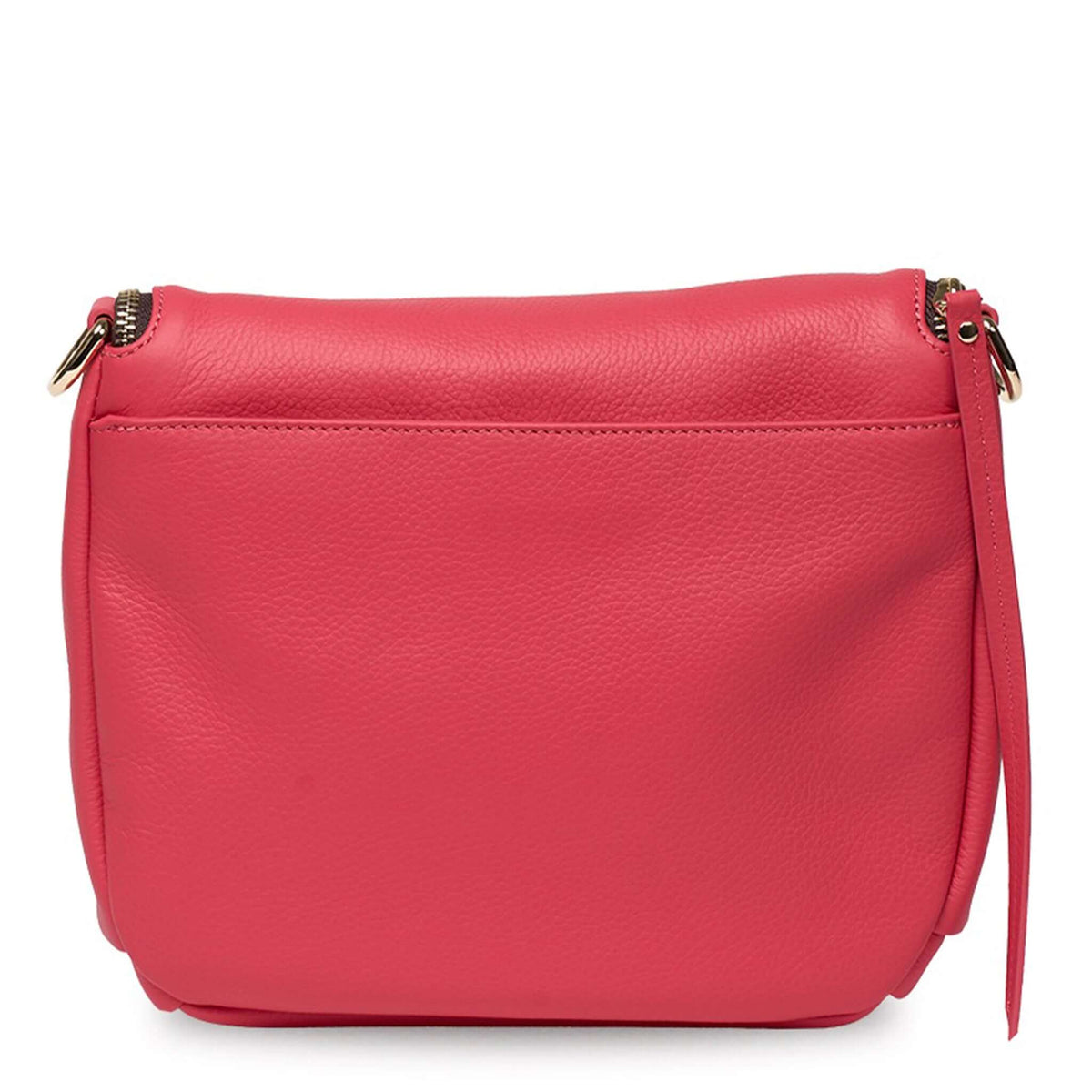 Saben Fifi Crossbody Bag - Azalea in soft pebbled leather, showcasing a chic design with a draped pocket detail.