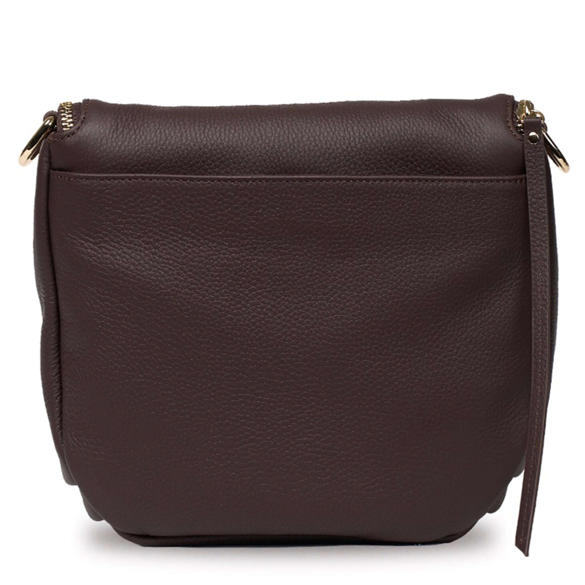 Saben Fifi Crossbody Bag - Cacao, compact brown leather crossbody with draped pocket detail and chic design.