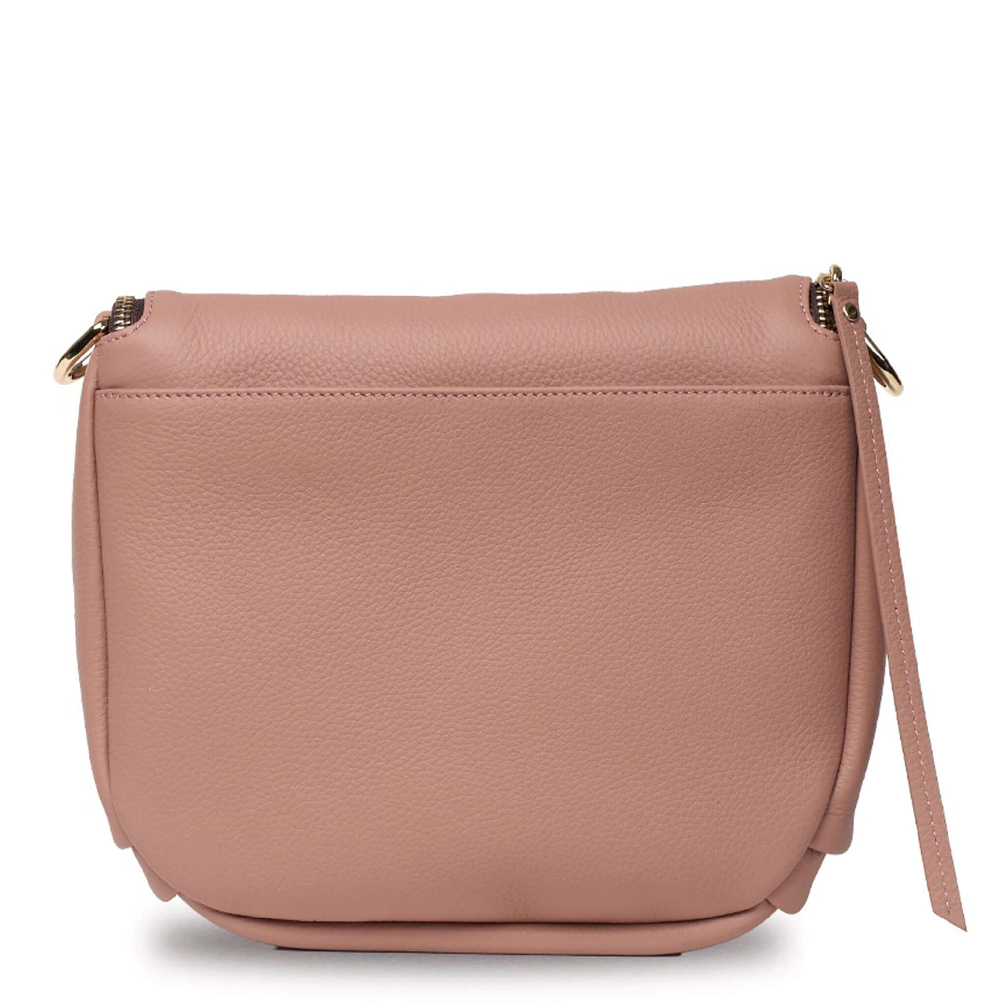 Saben Fifi Crossbody Bag - Rosewater in soft pebbled leather with a chic design and draped pocket detail.
