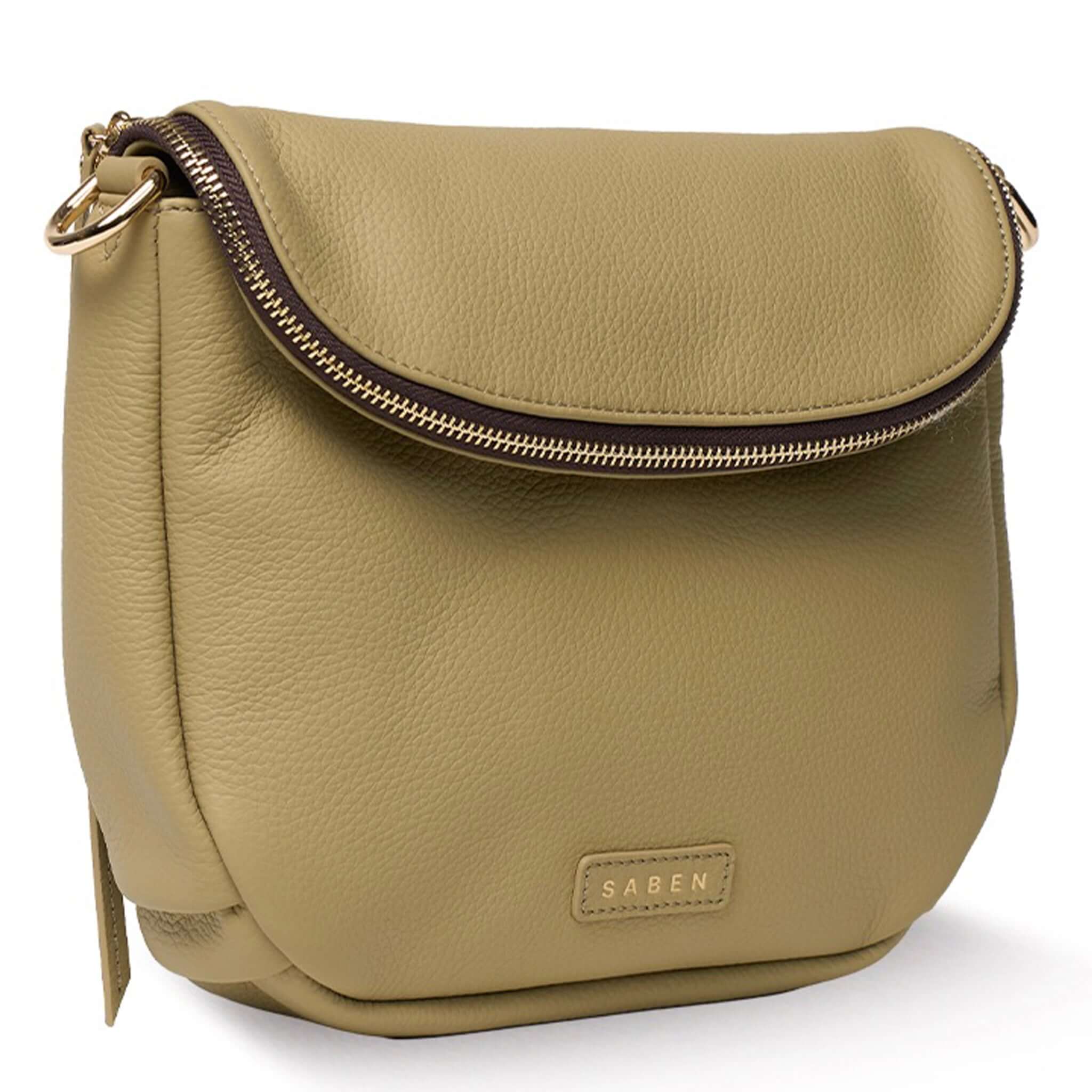 Saben Fifi Crossbody Bag - Willow in soft pebbled leather, perfect blend of style and functionality.