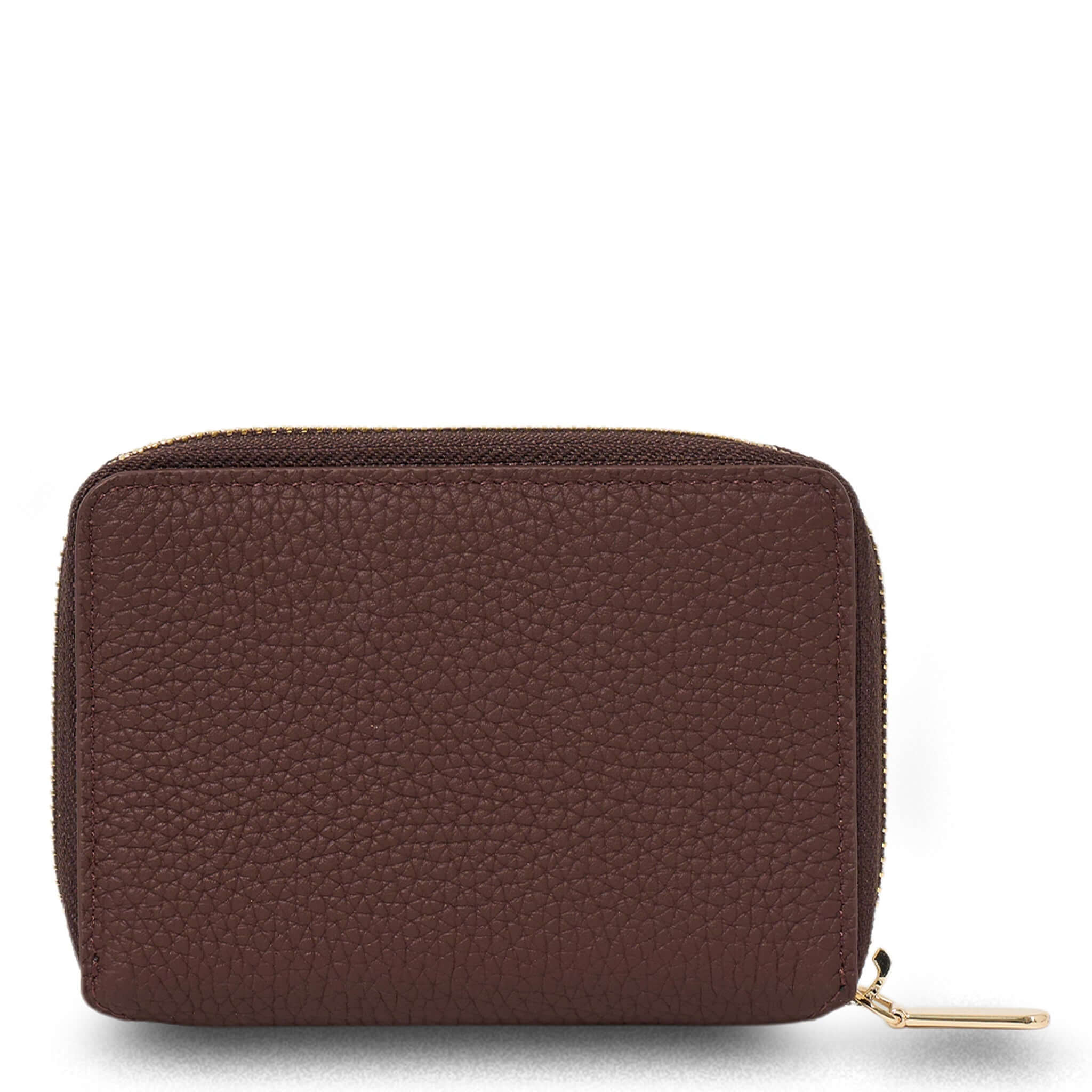 Alt Tag: Saben Landry Wallet - Espresso compact zip-around espresso leather wallet with sleek card slots, note pocket and secure coin zip