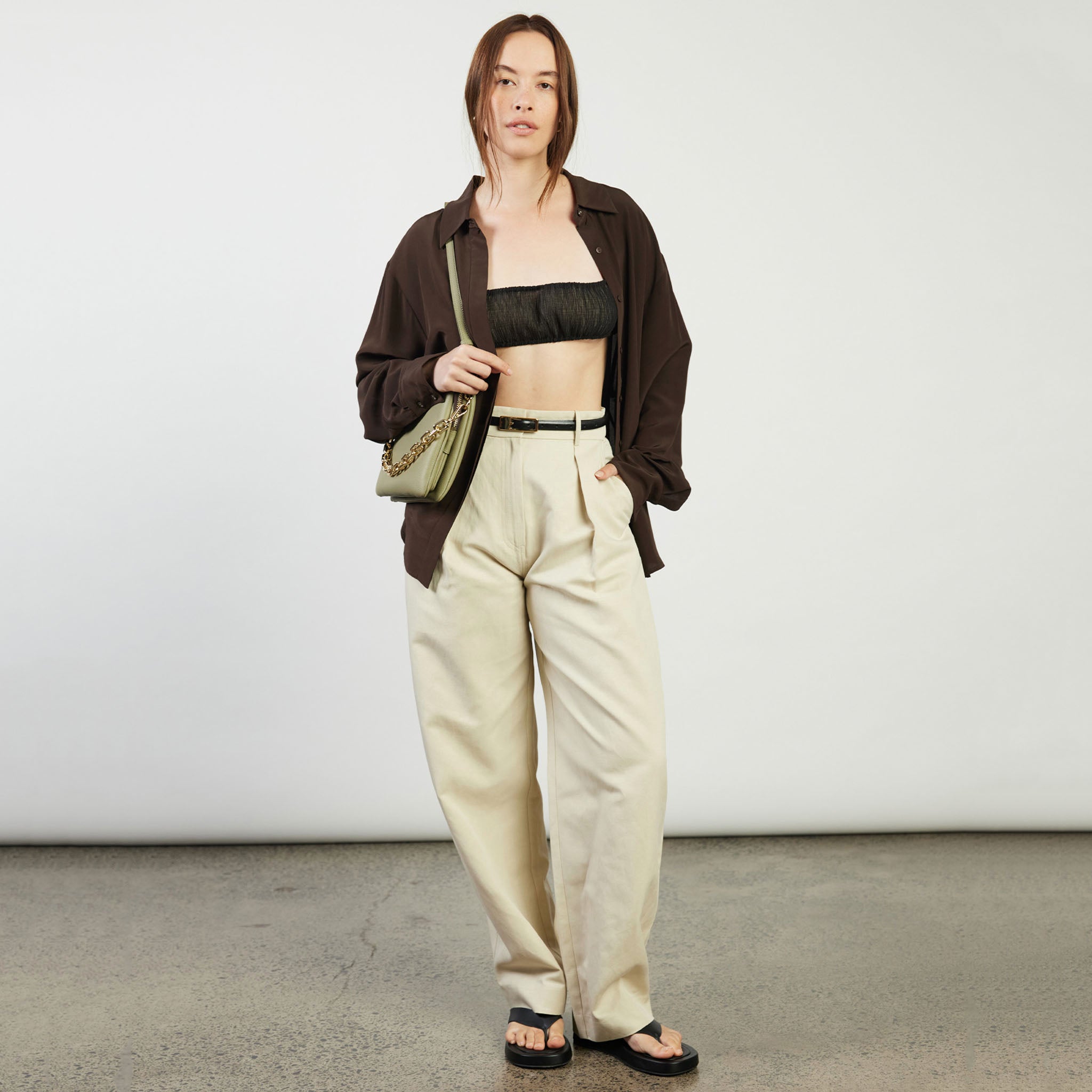 Saben Matilda Crossbody Bag - Eucalyptus with Chunky Chain
