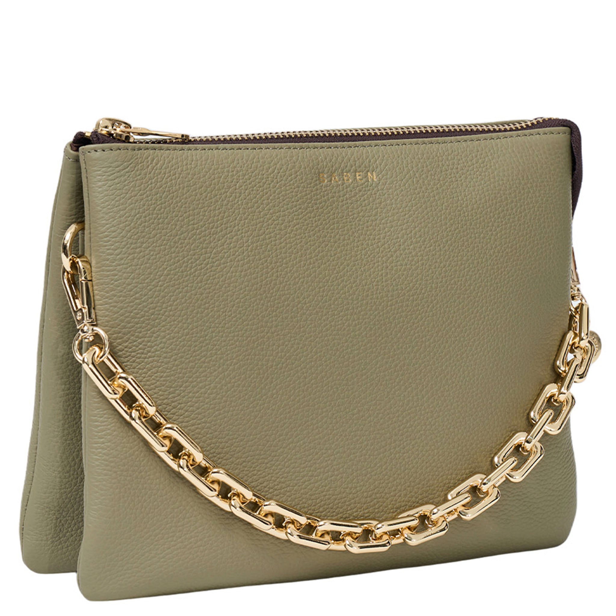 Saben Matilda Crossbody Bag - Eucalyptus with Chunky Chain